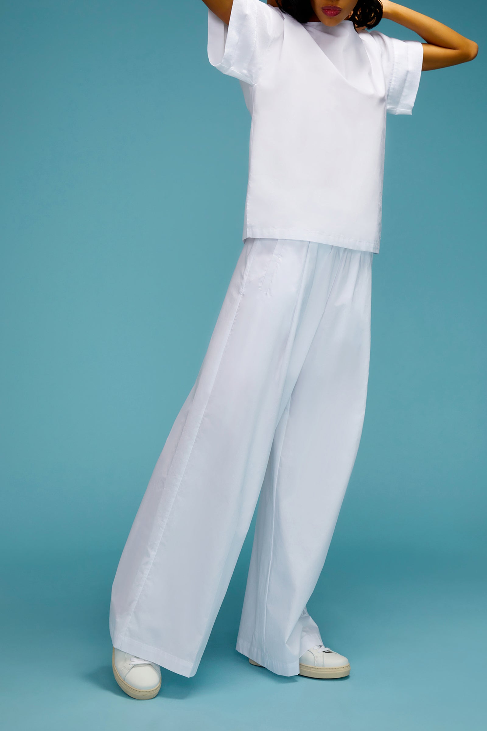 pantaloni a palazzo in popeline