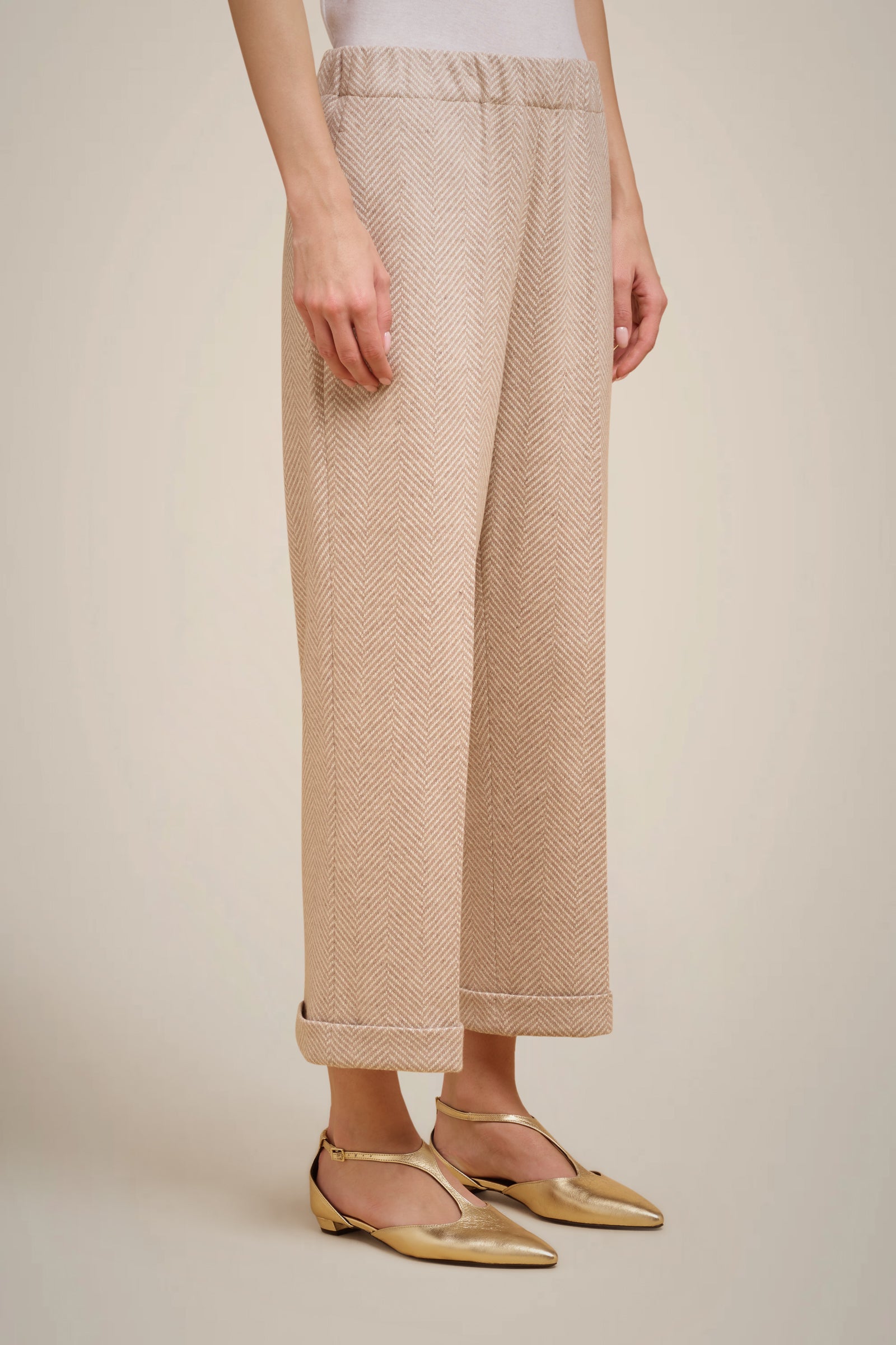PANTALONE CROP PANNO CASHMERE