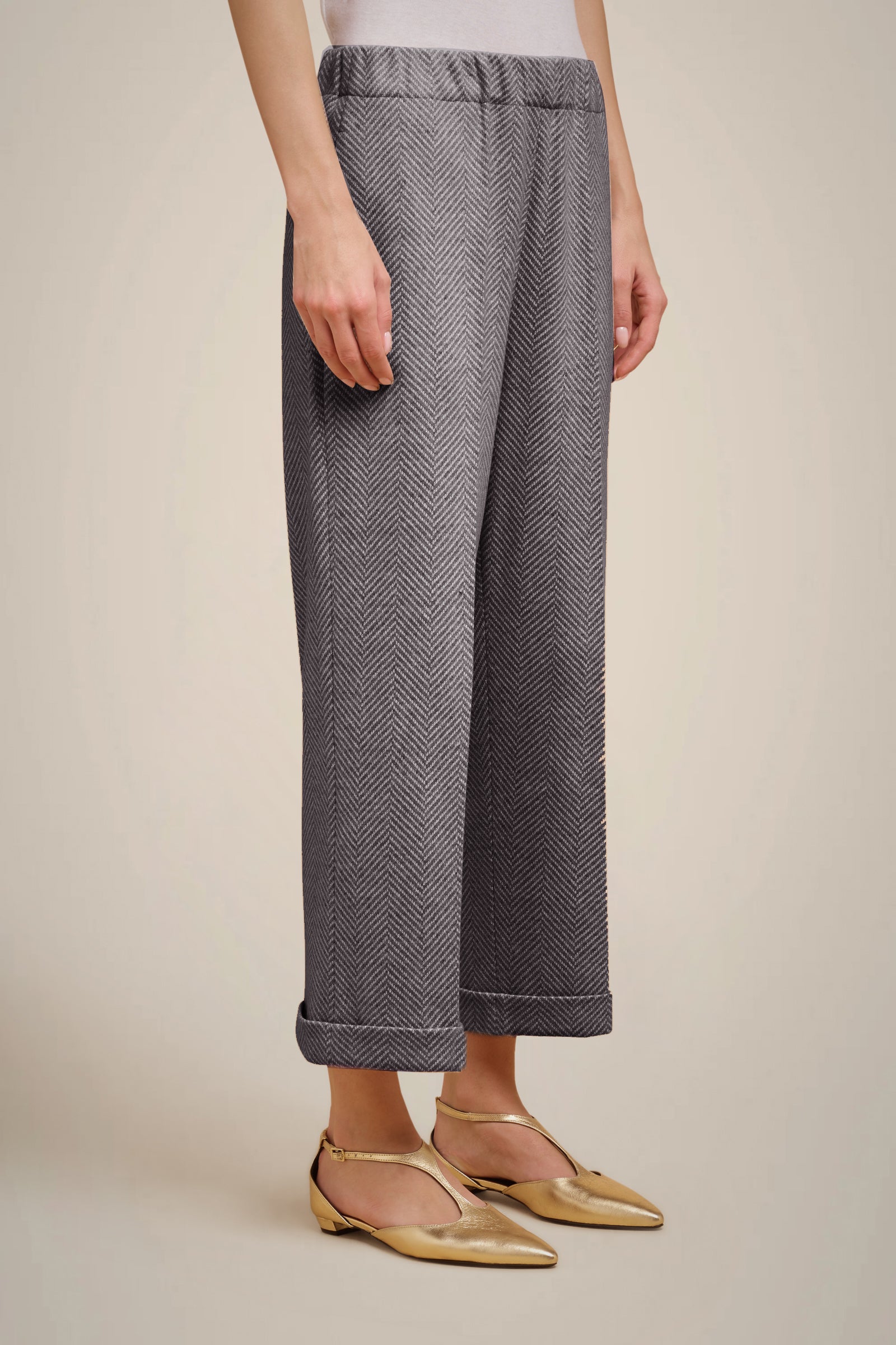 PANTALONE CROP PANNO CASHMERE
