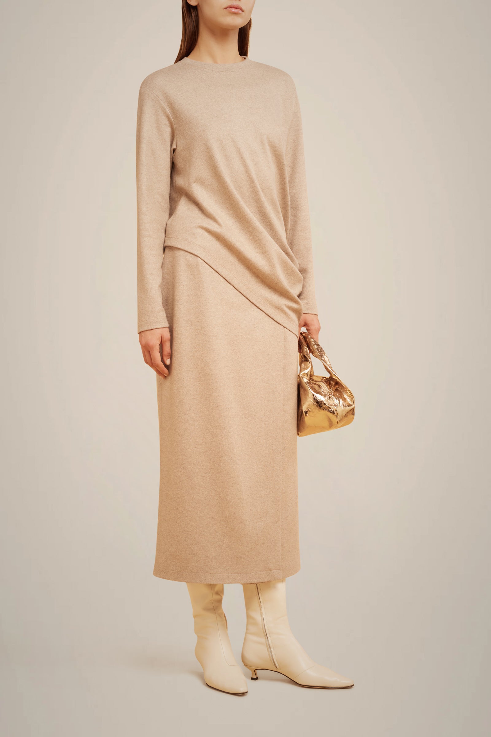 BLUSA GIROCOLLO IN PANNO CASHMERE