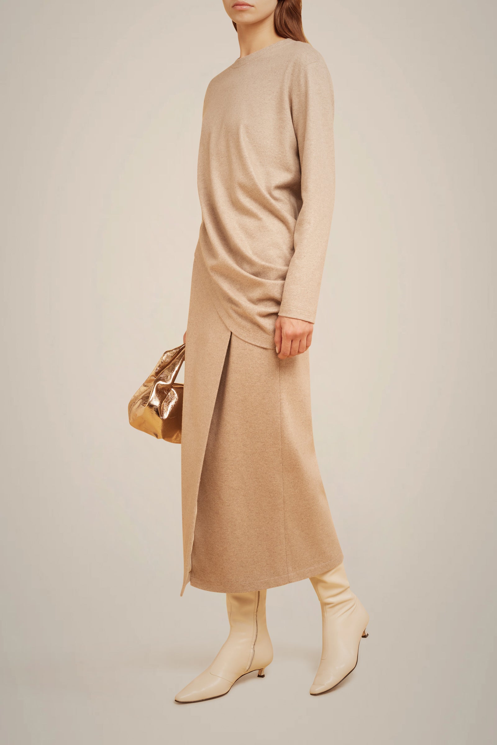 BLUSA GIROCOLLO IN PANNO CASHMERE