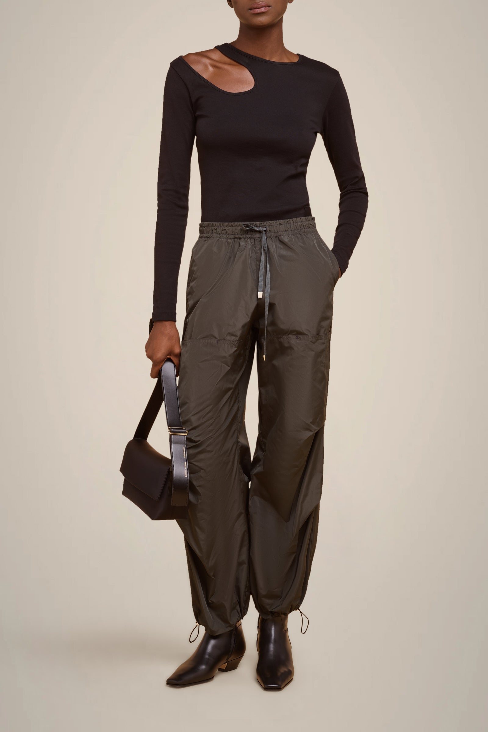 TAFFETA DRAWSTRING TROUSERS