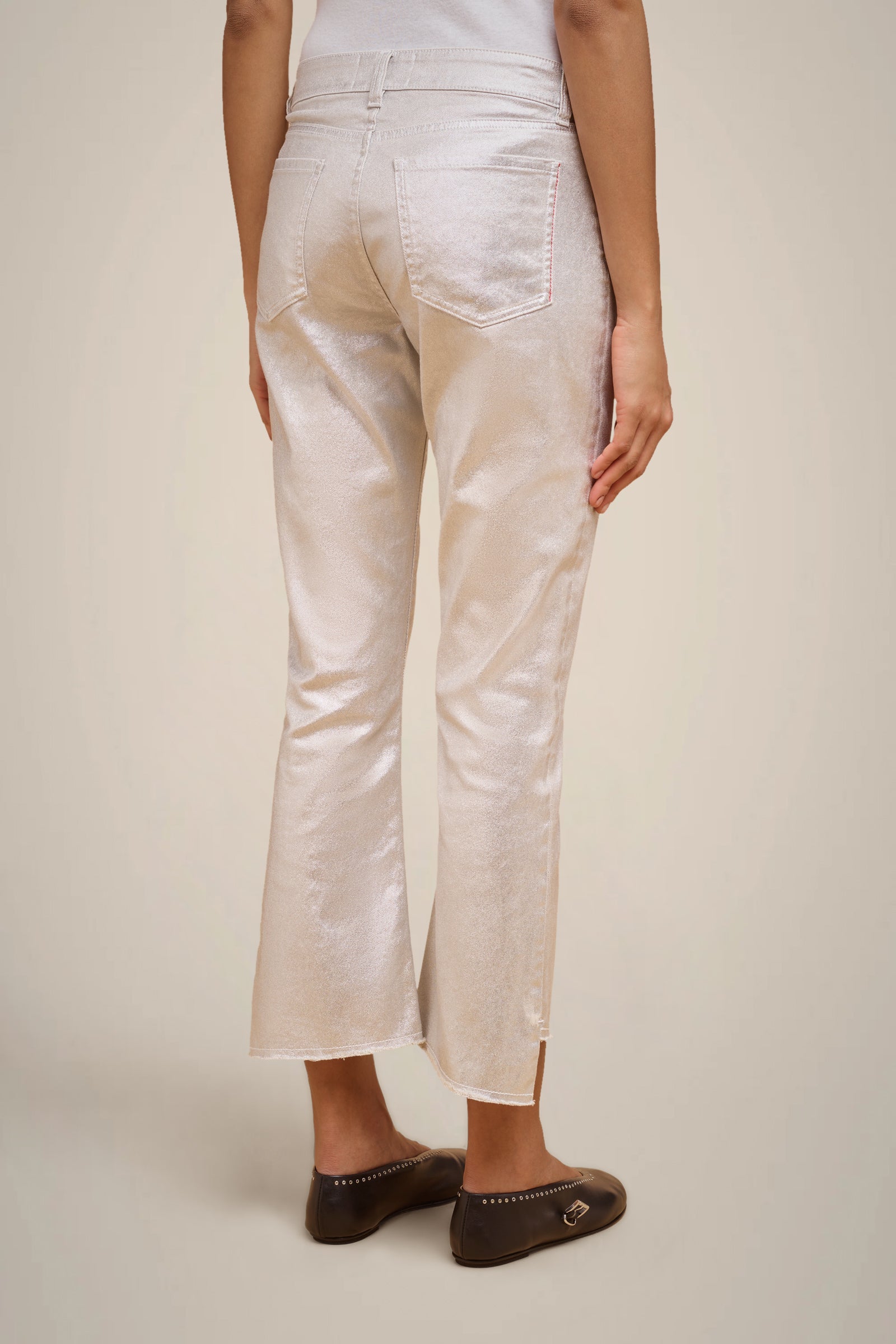 LAMINATED FLARED JEANS
