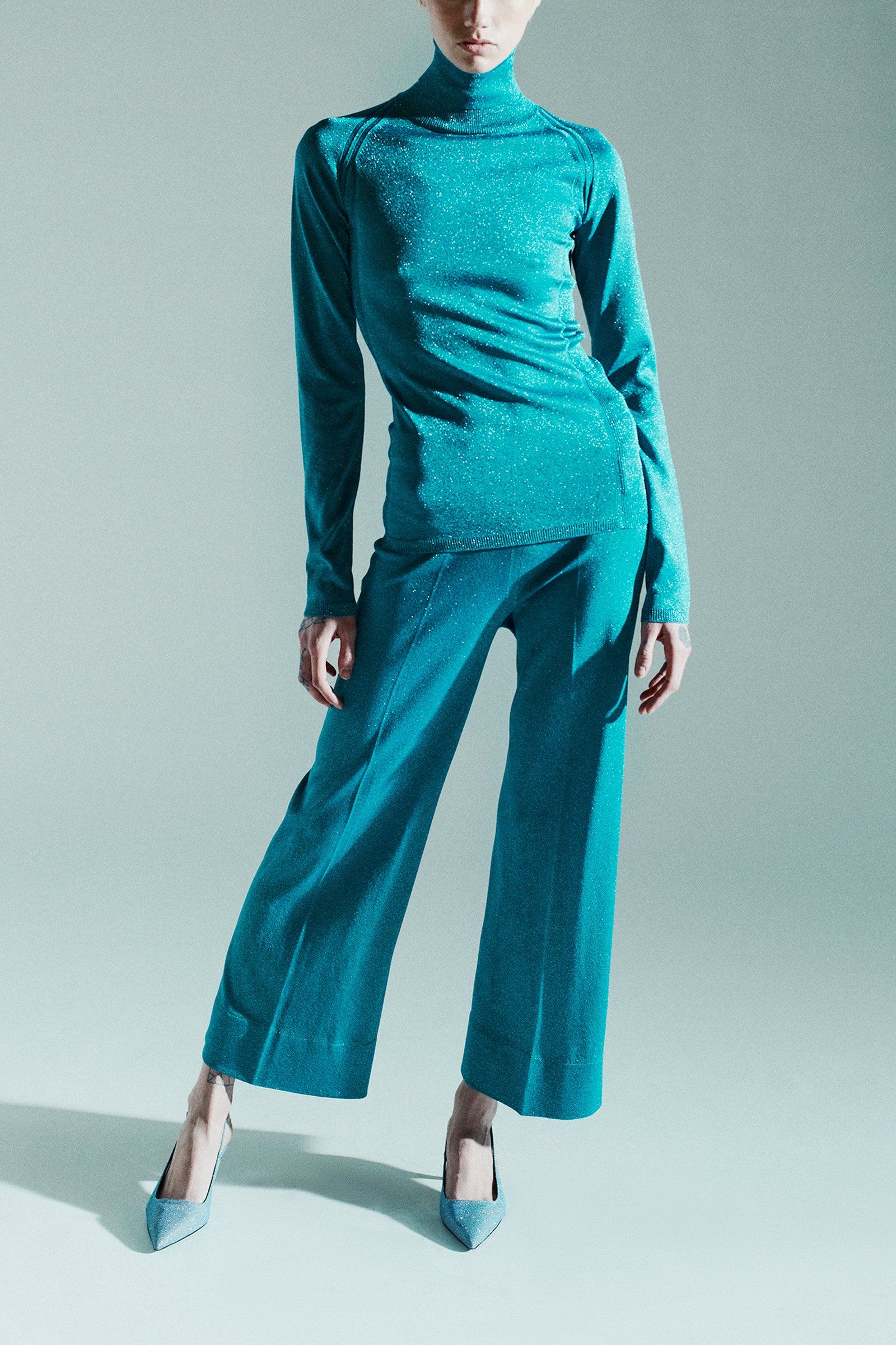 PANTALONE CROPPED IN LUREX