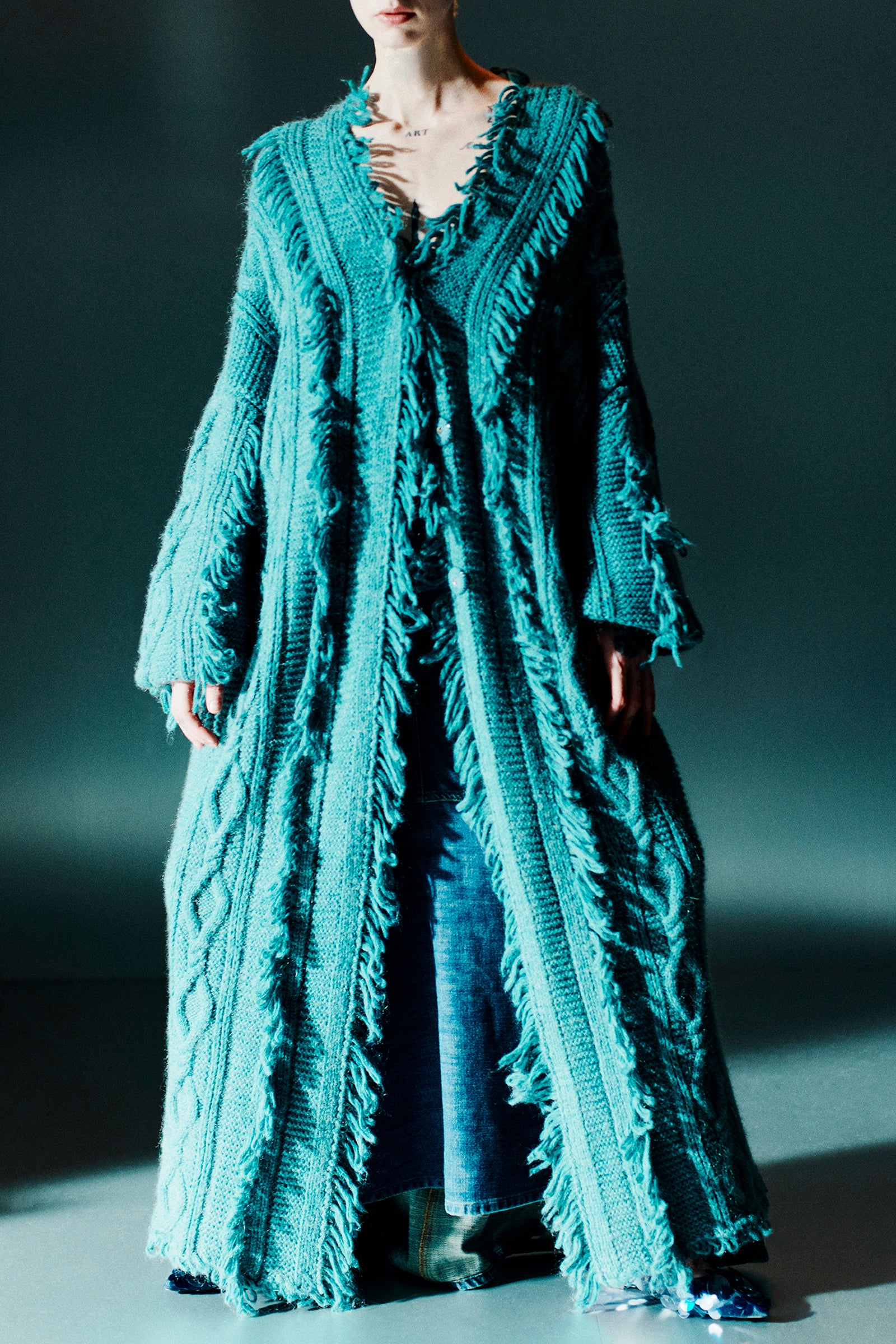 CARDIGAN LUNGO OVERSIZE A LOSANGHE