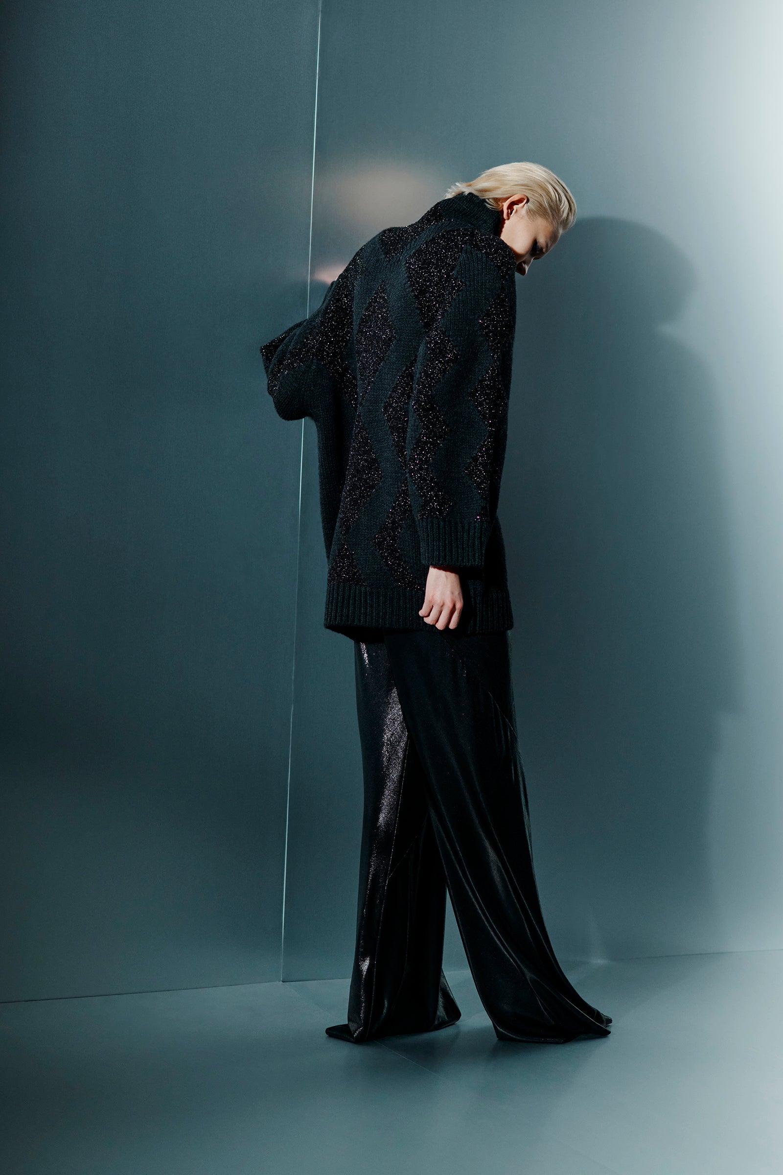 MAGLIONE DOLCEVITA OVERSIZE A FANTASIA GEOMETRICA