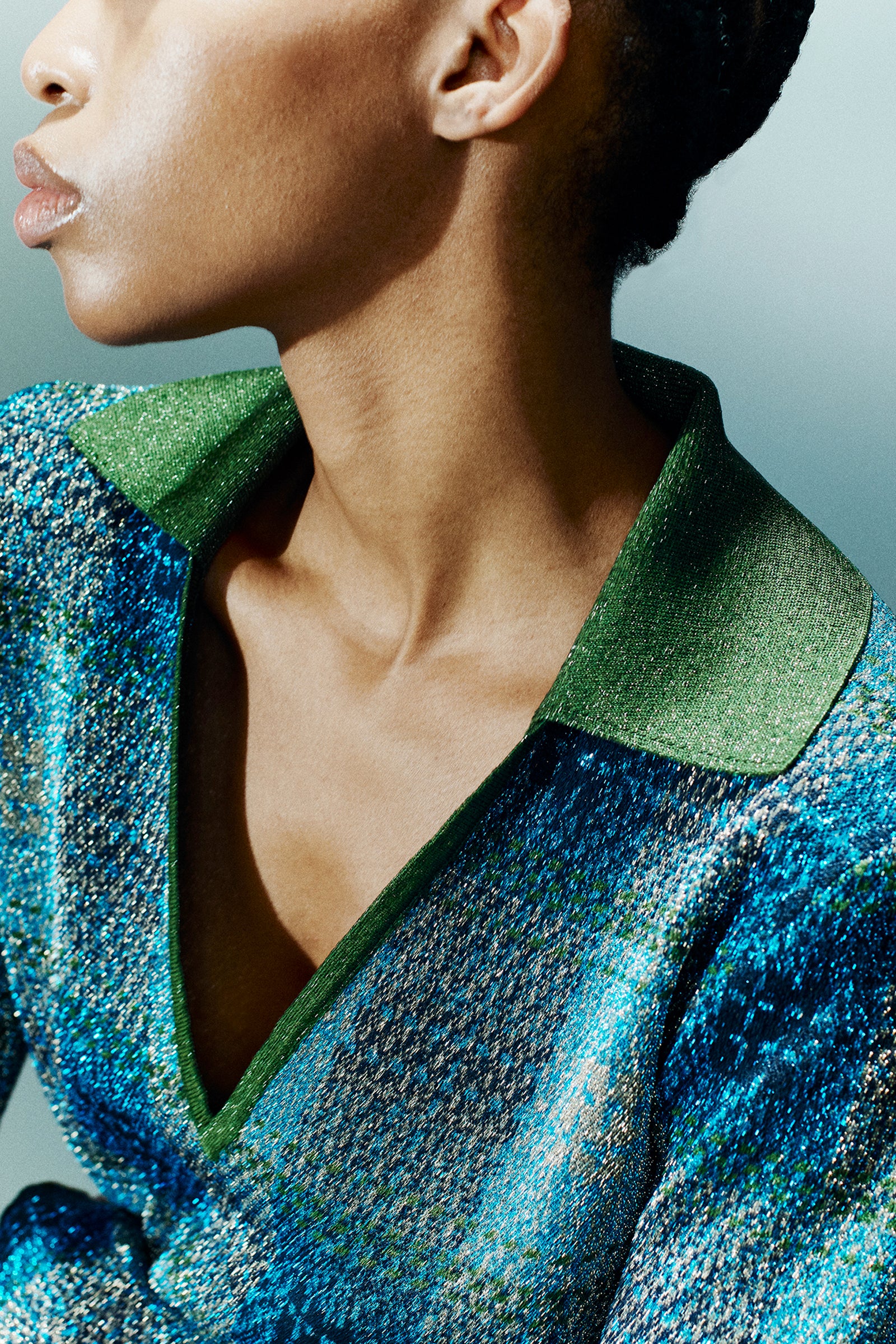 POLO MANICA LUNGA JACQUARD LAMÉ