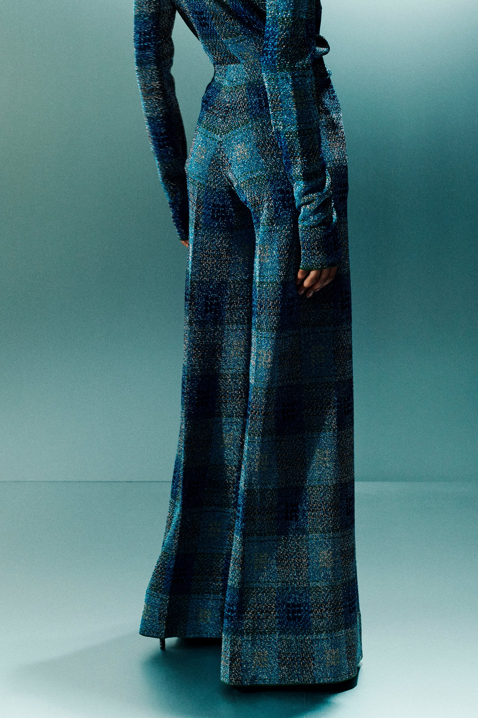 PANTALONE WIDE LEG JACQUARD LAMÉ