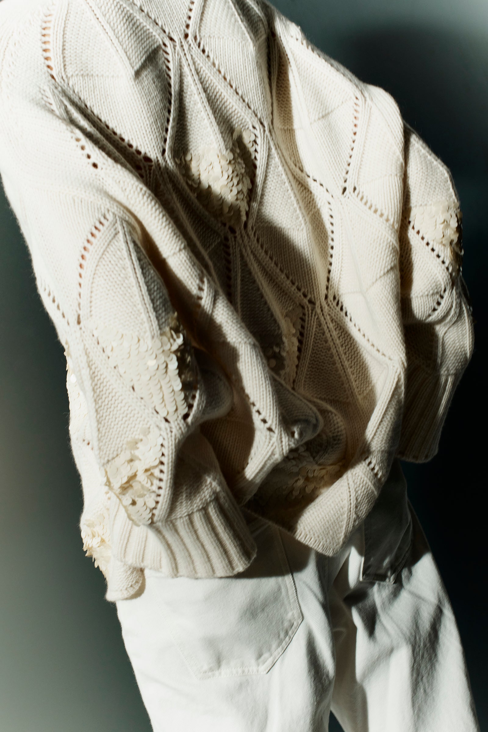 MAGLIA GIROCOLLO CON RICAMO PAILLETTES