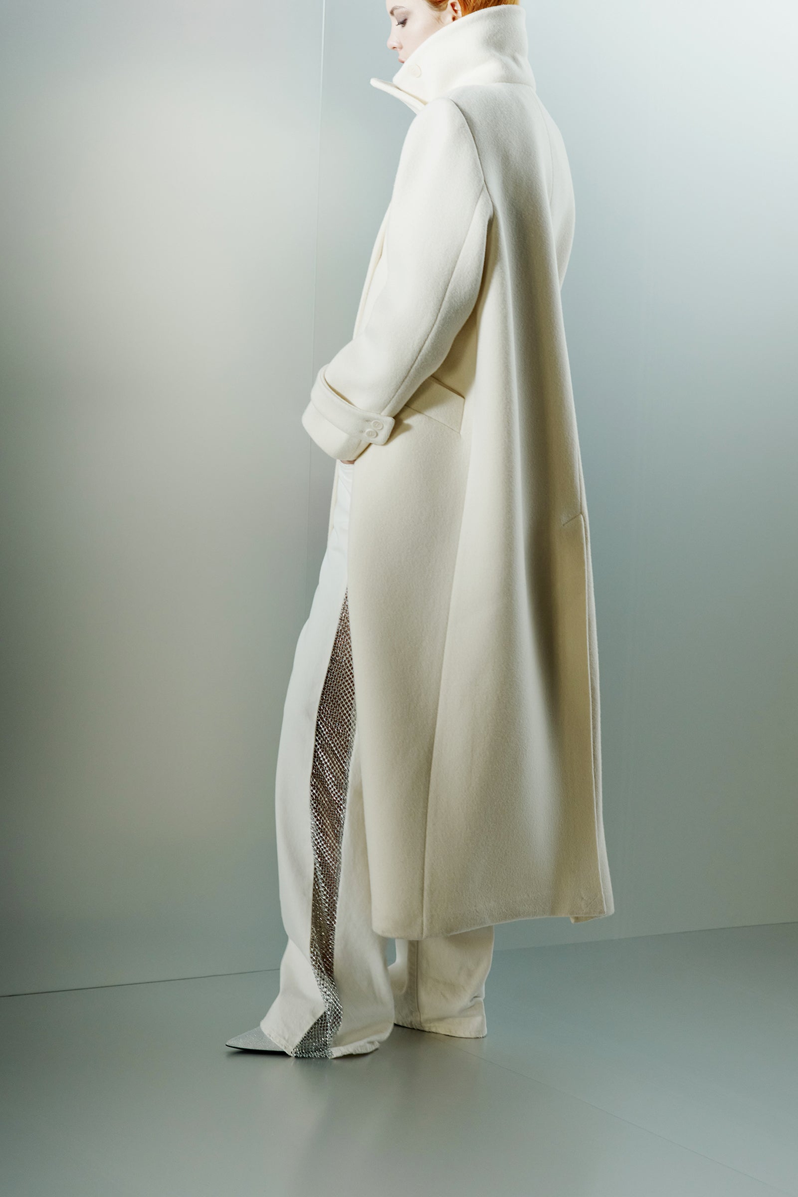 CAPPOTTO LUNGO COLLO ALTO IN PANNO