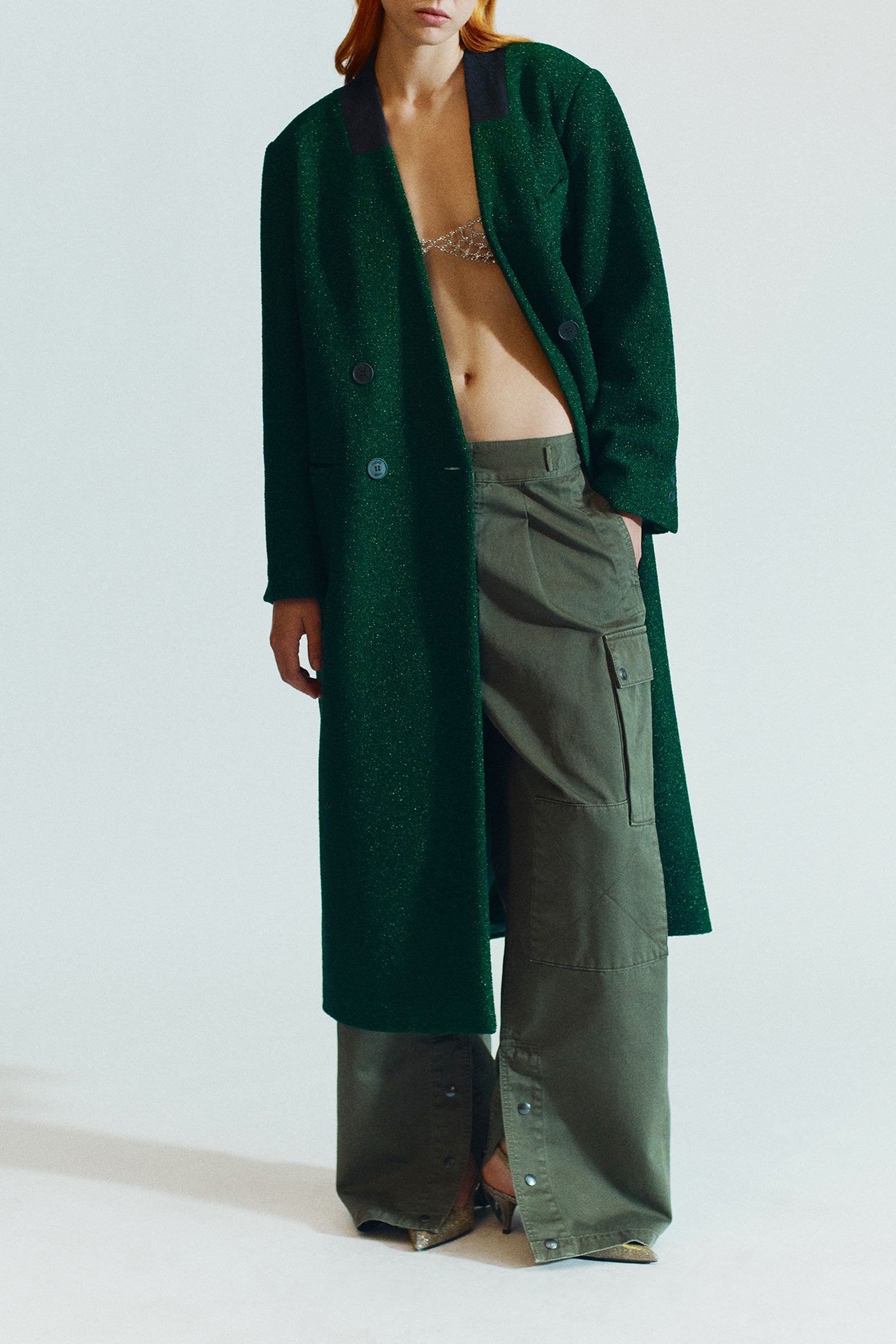 CAPPOTTO LUNGO DOPPIOPETTO IN LUREX
