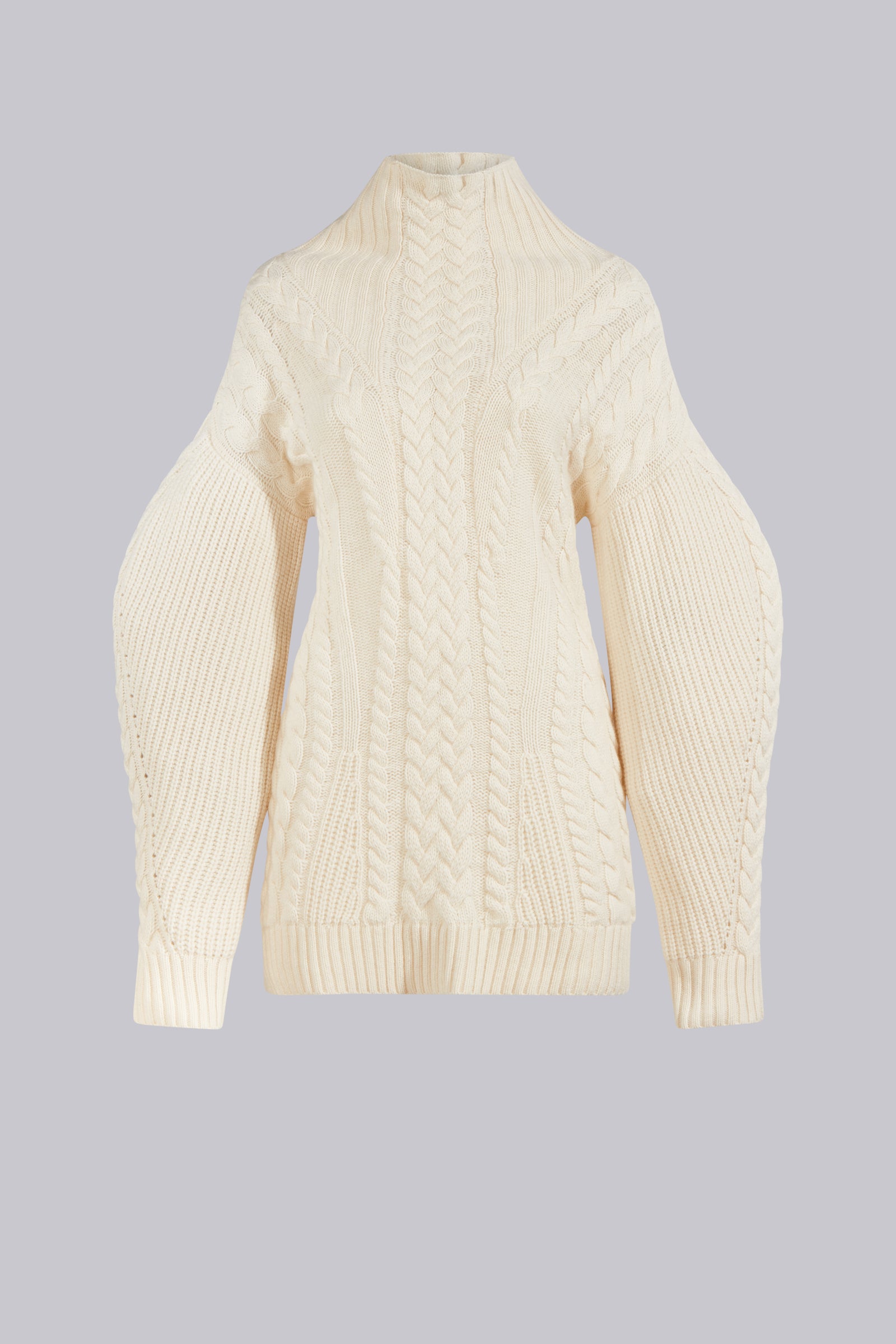 MAGLIA COLLO ALTO CON LAVORAZIONE A TRECCE