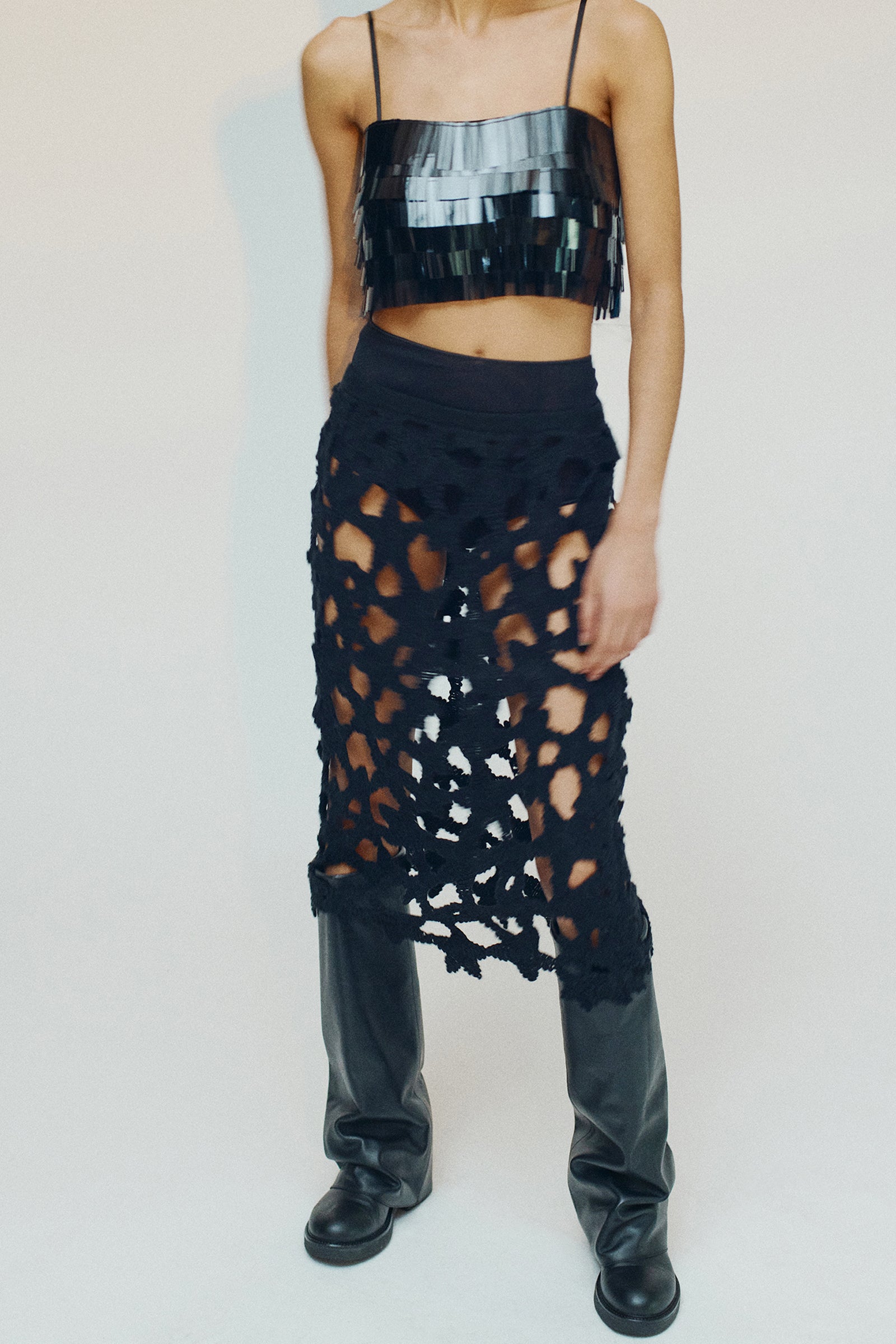 CROP TOP RICAMO PAILLETTES