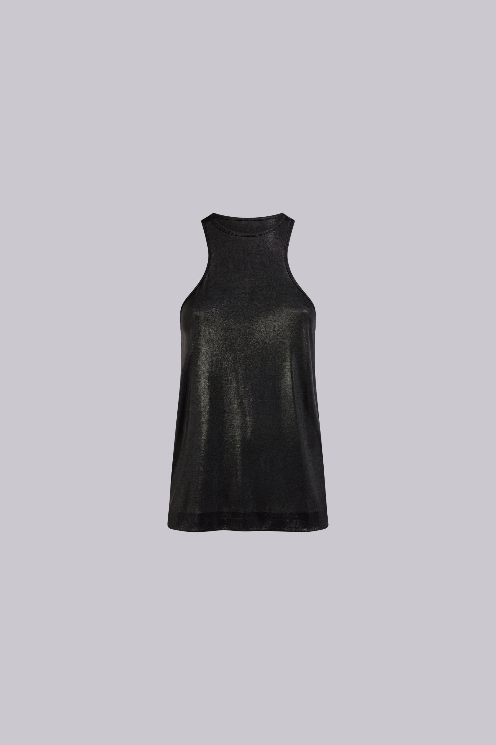 CANOTTA SCOLLO HALTER IN JERSEY SHINY