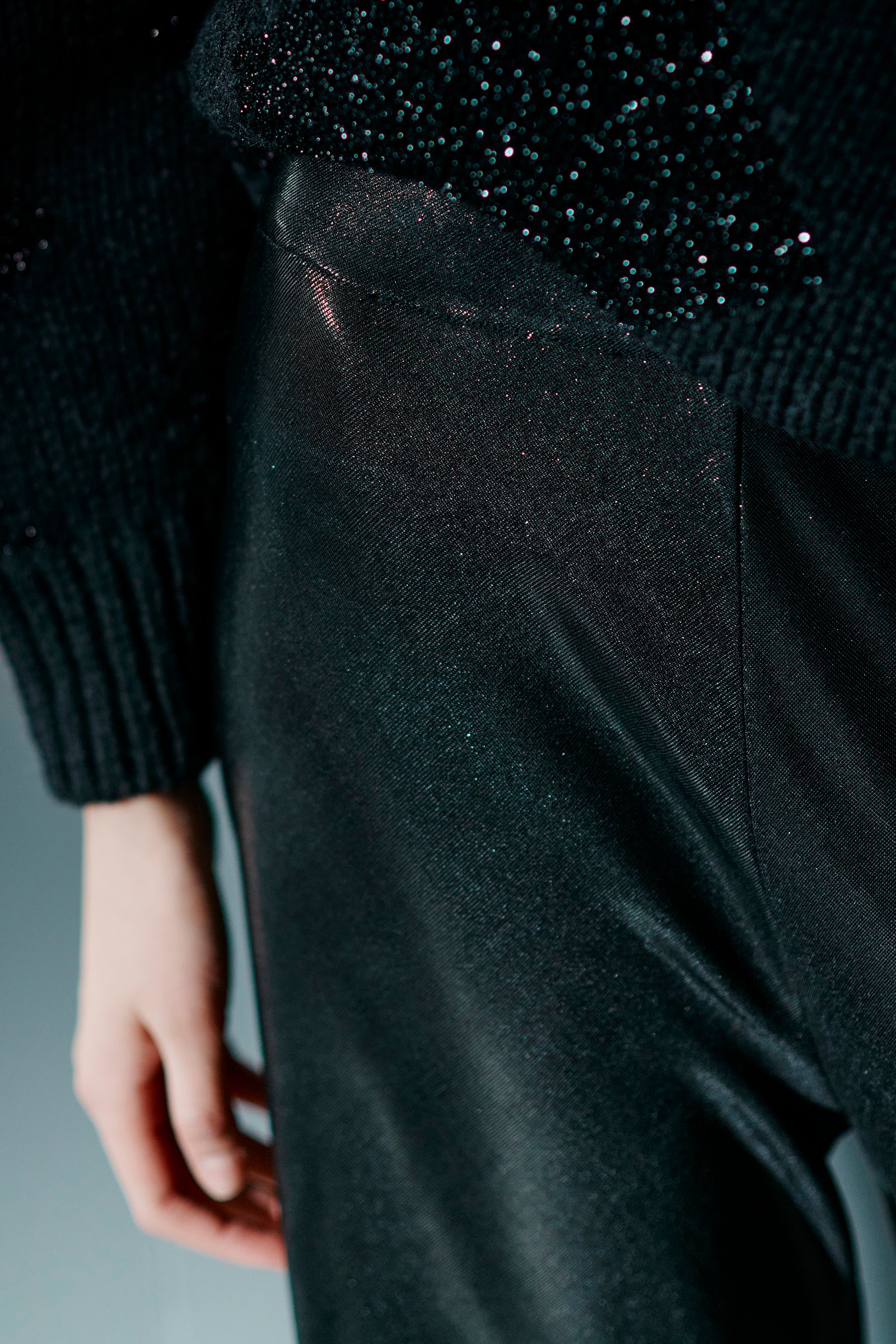PANTALONE WIDE LEG IN JERSEY SHINY