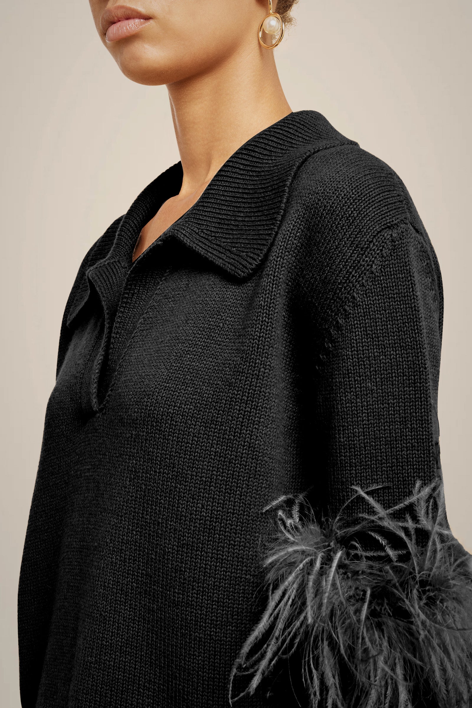 MAGLIA CON PIUME IN CASHMERE RICICLATO