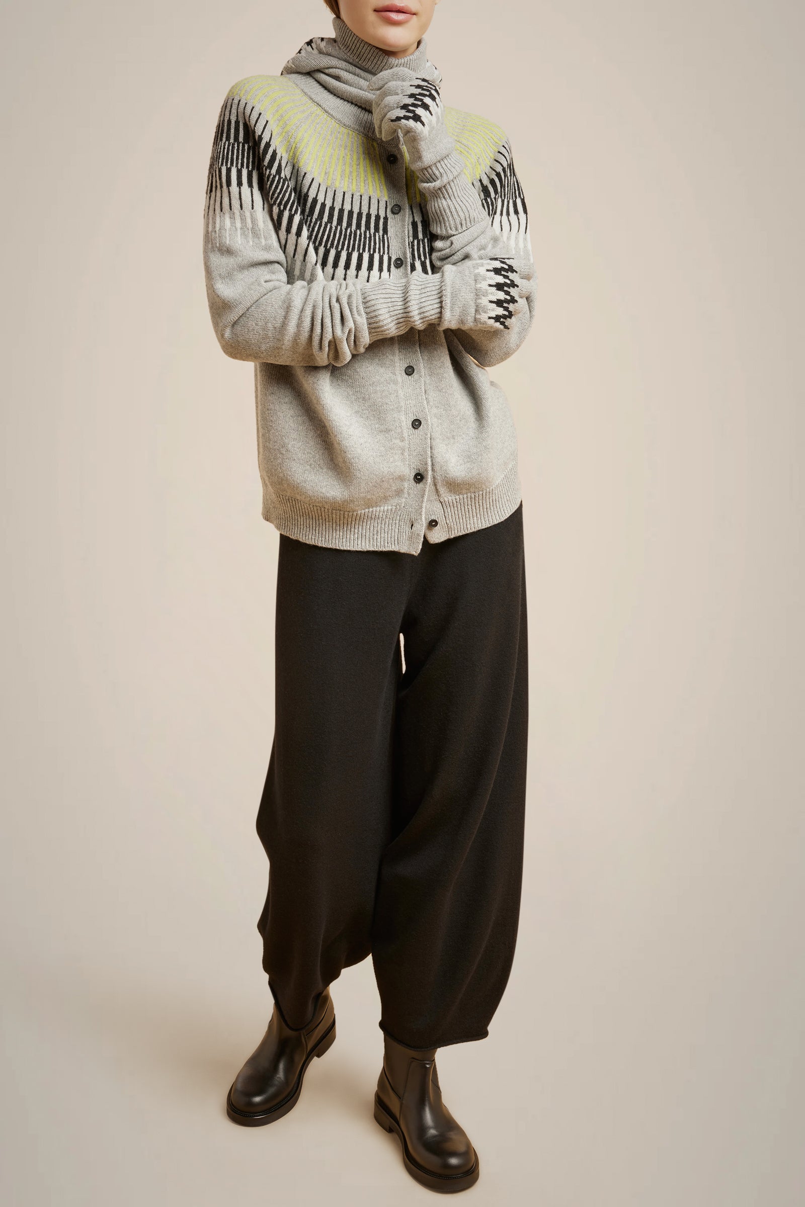 CARDIGAN JACQUARD IN CASHMERE RICICLATO