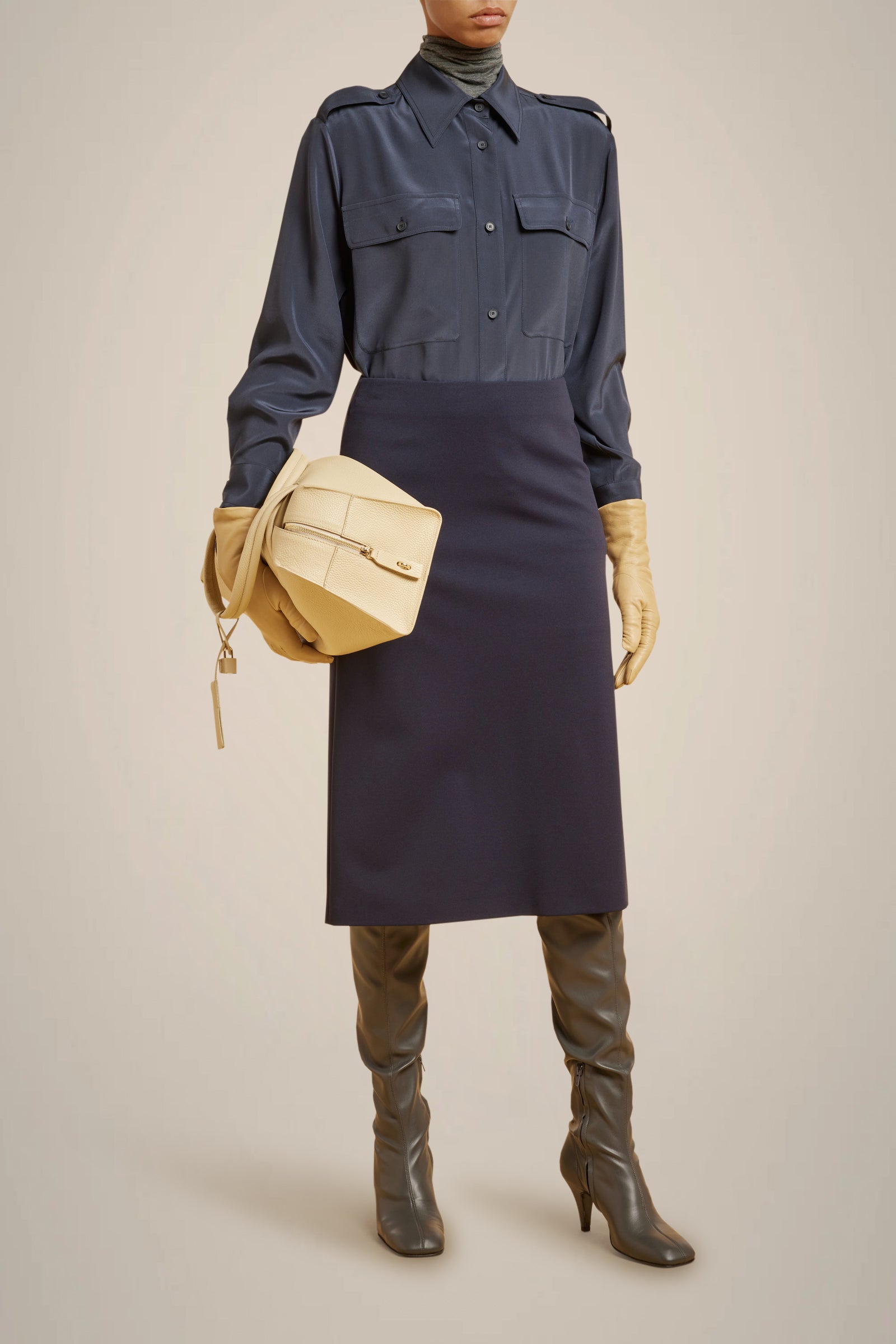 CAMICIA TASCHE A TOPPA 100% SETA