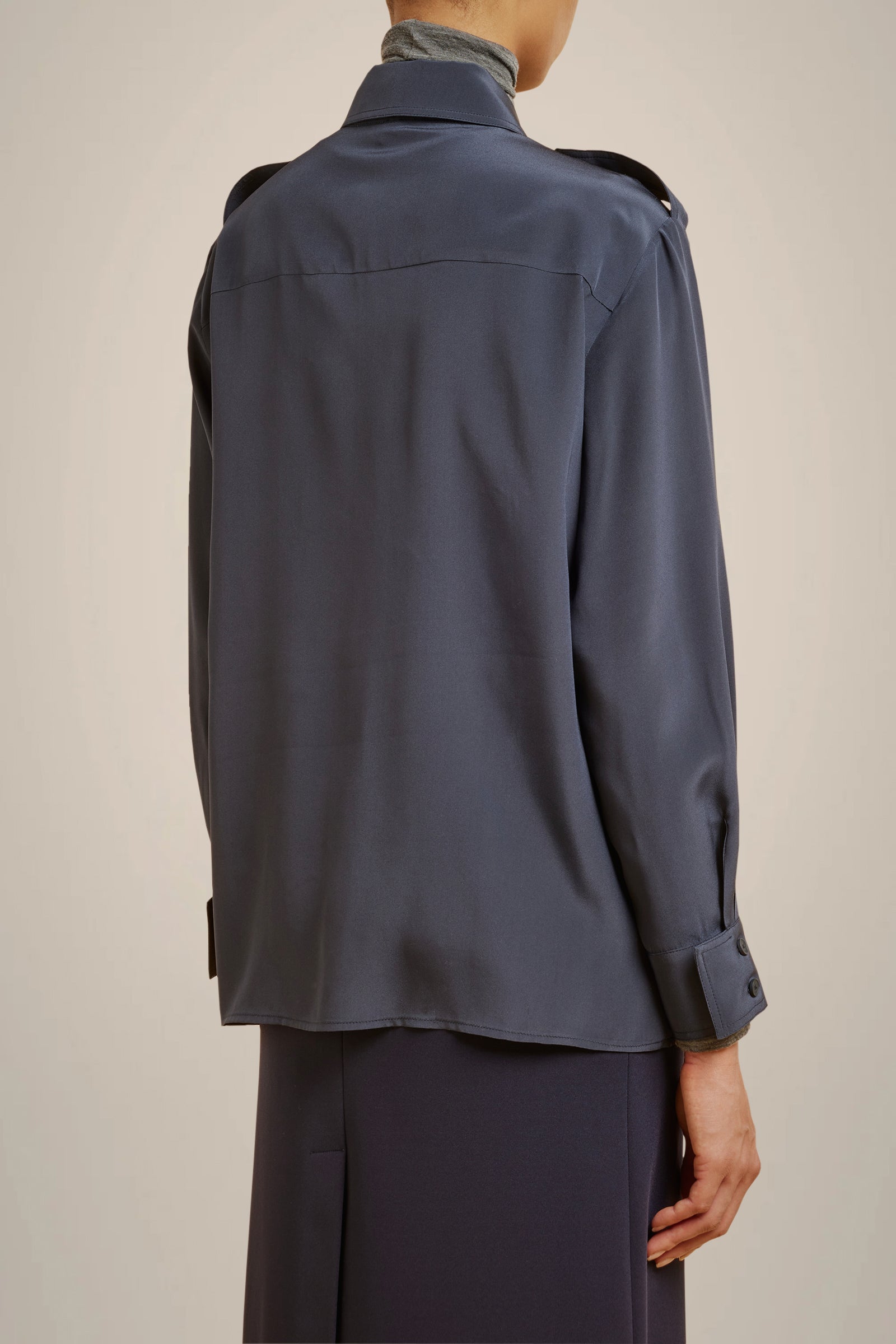 CAMICIA TASCHE A TOPPA 100% SETA