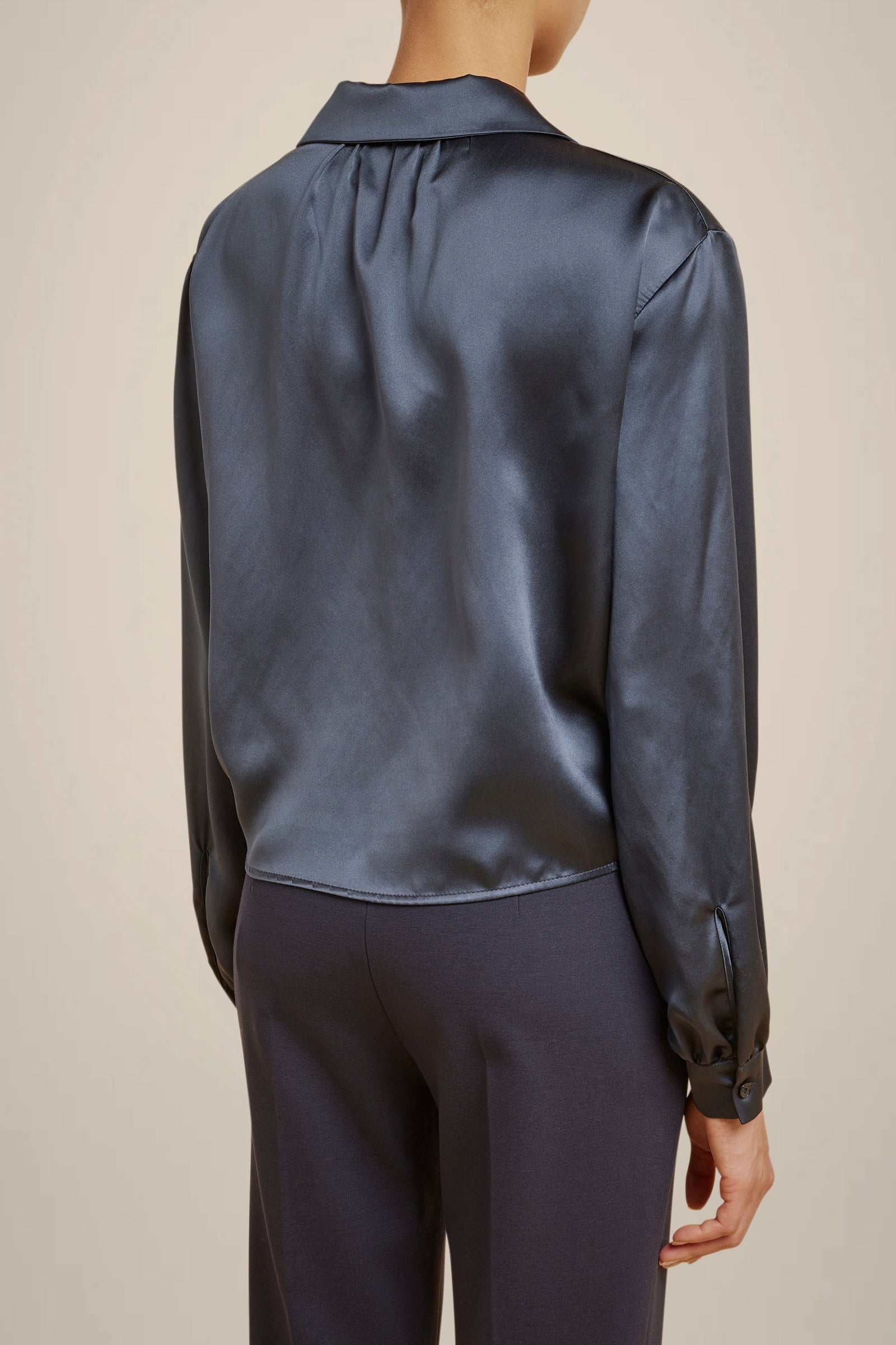 BLUSA INCROCIATA IN 100% RASO DI SETA