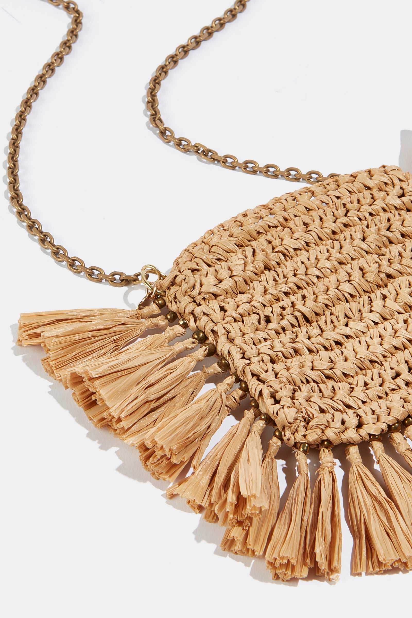 crochet raffia coin purse necklace