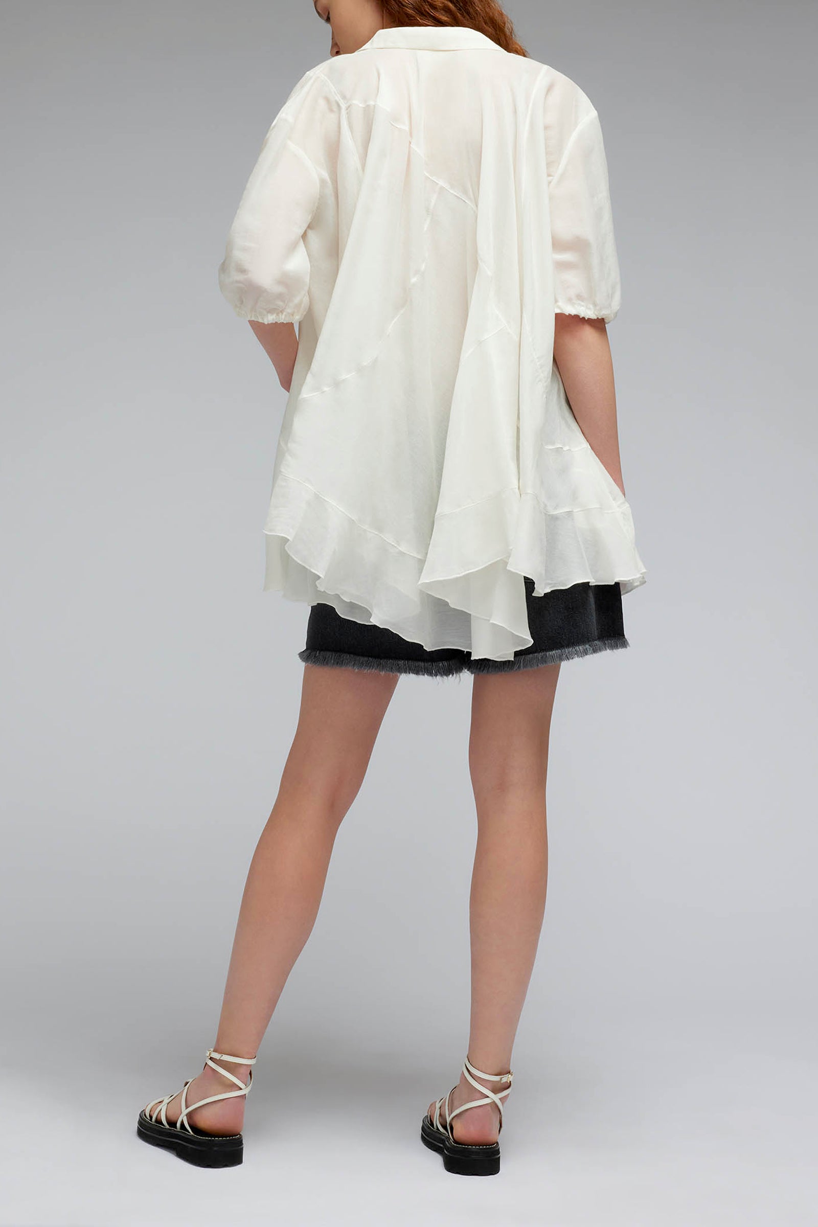 camicia con rouches in mussola