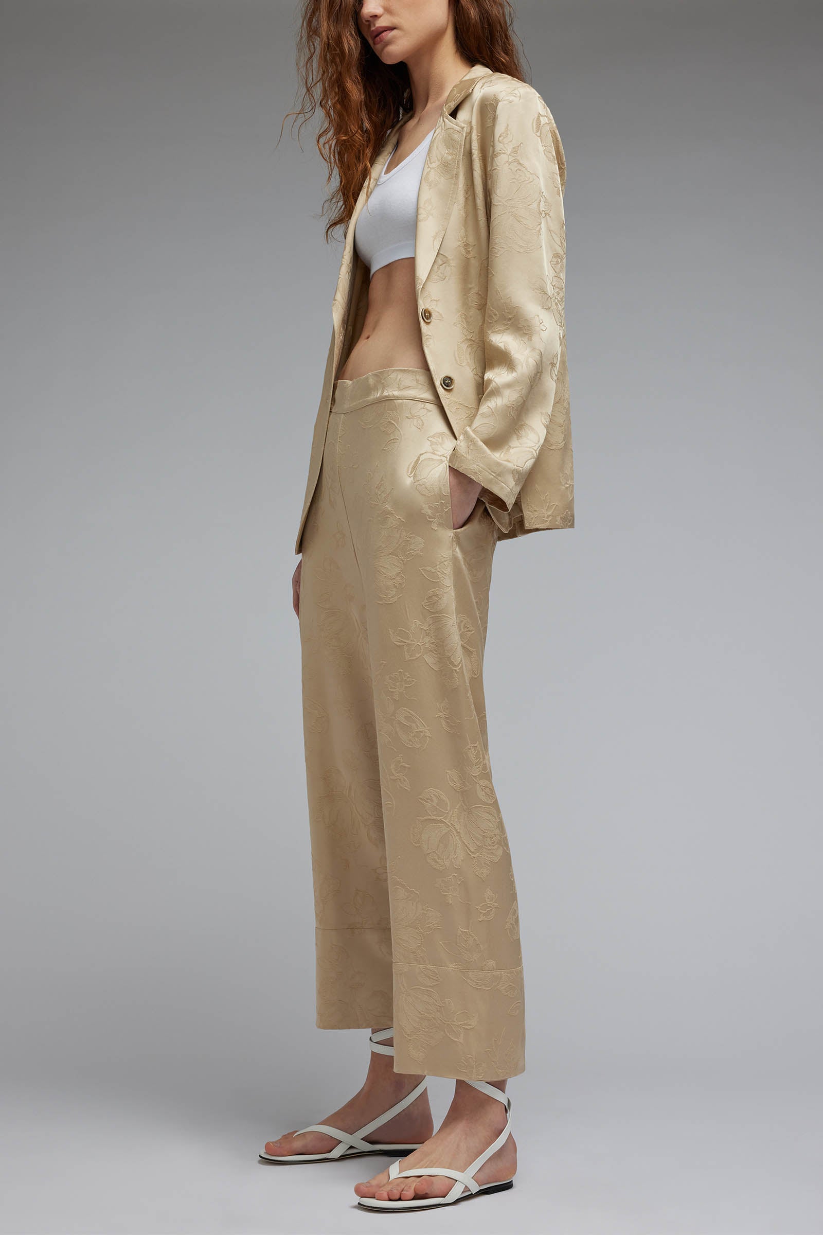 viscose jacquard trousers