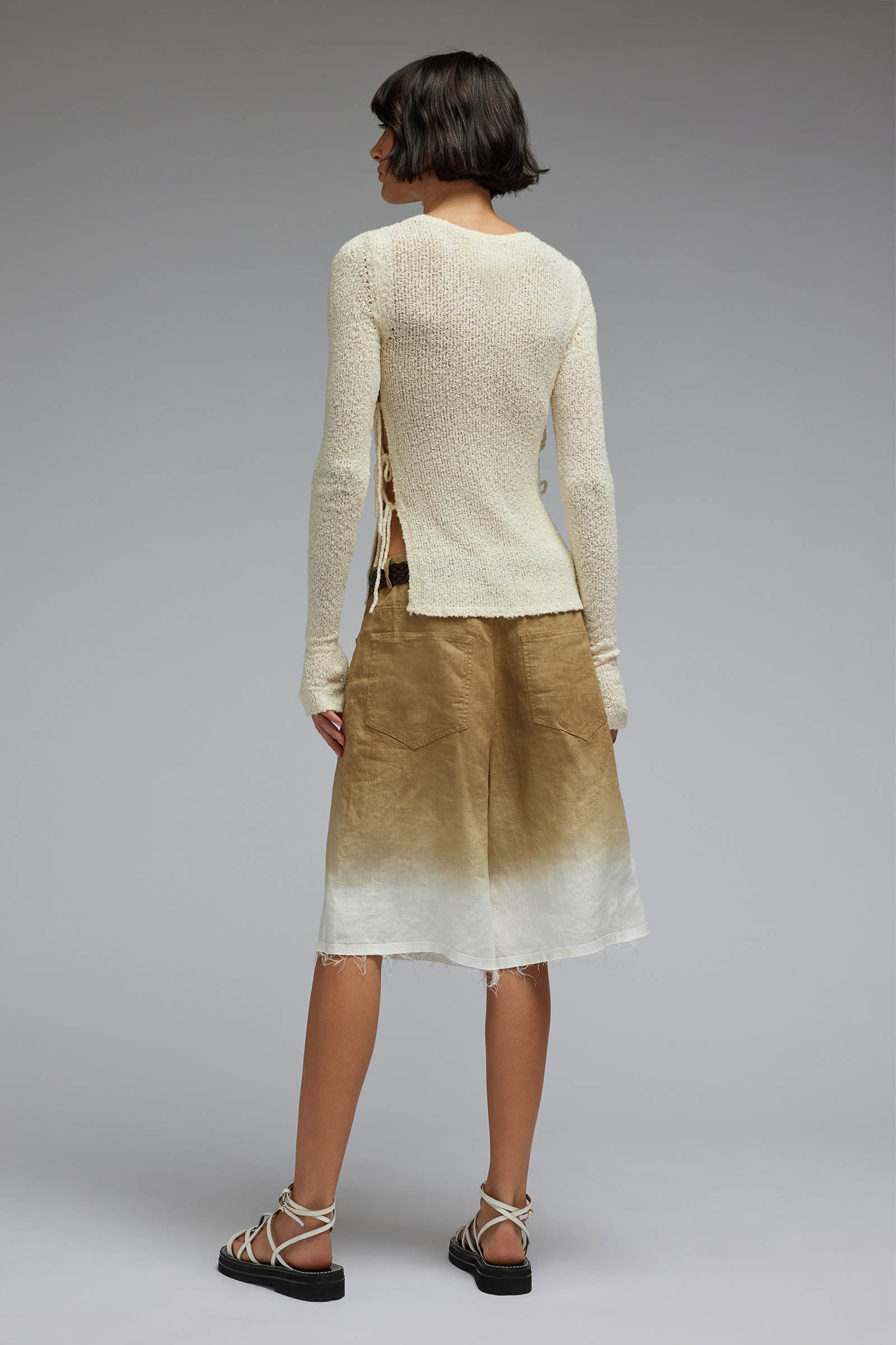 SHADED LINEN BERMUDA SHORTS