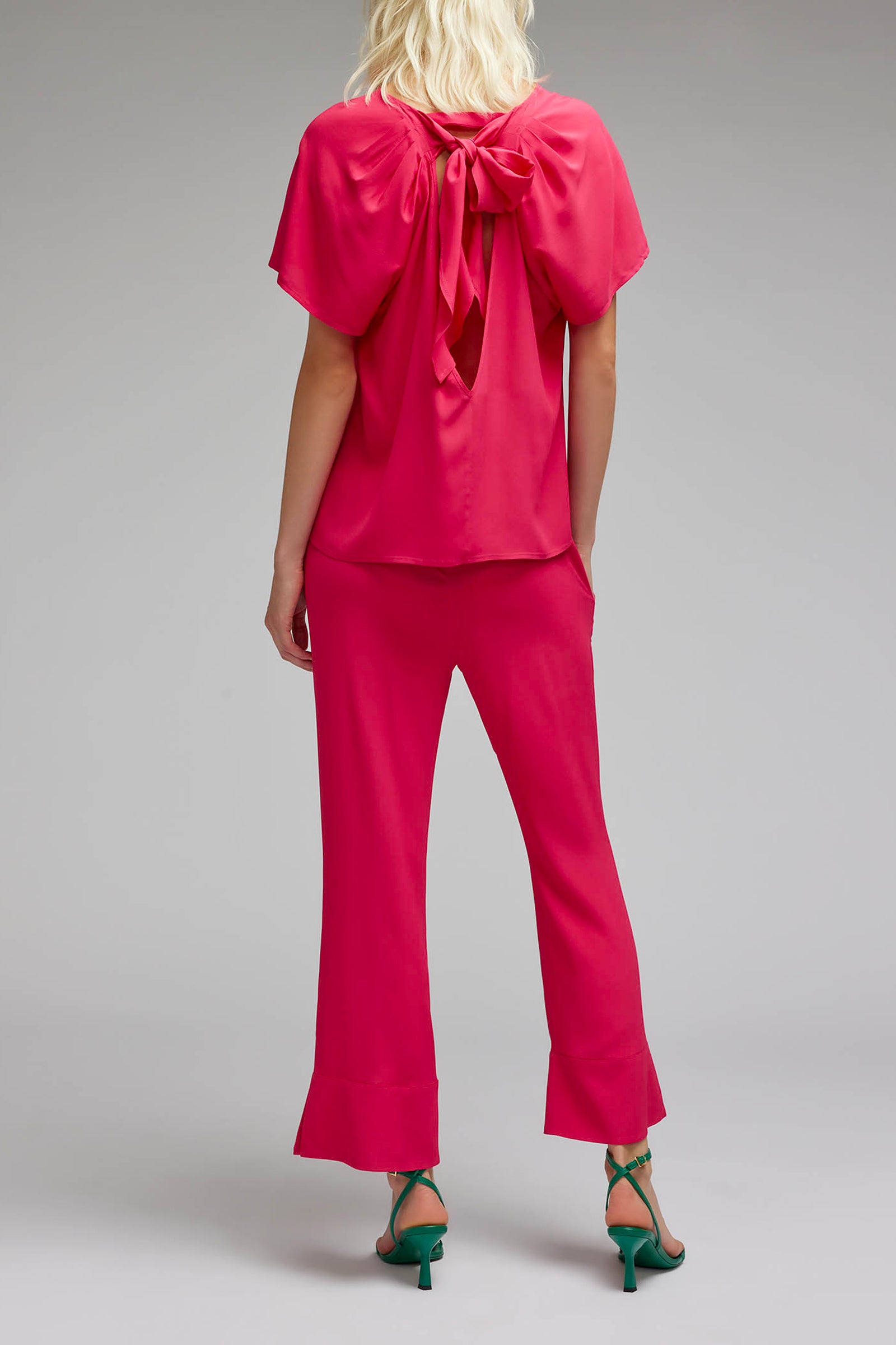 crepe de chine crew neck blouse