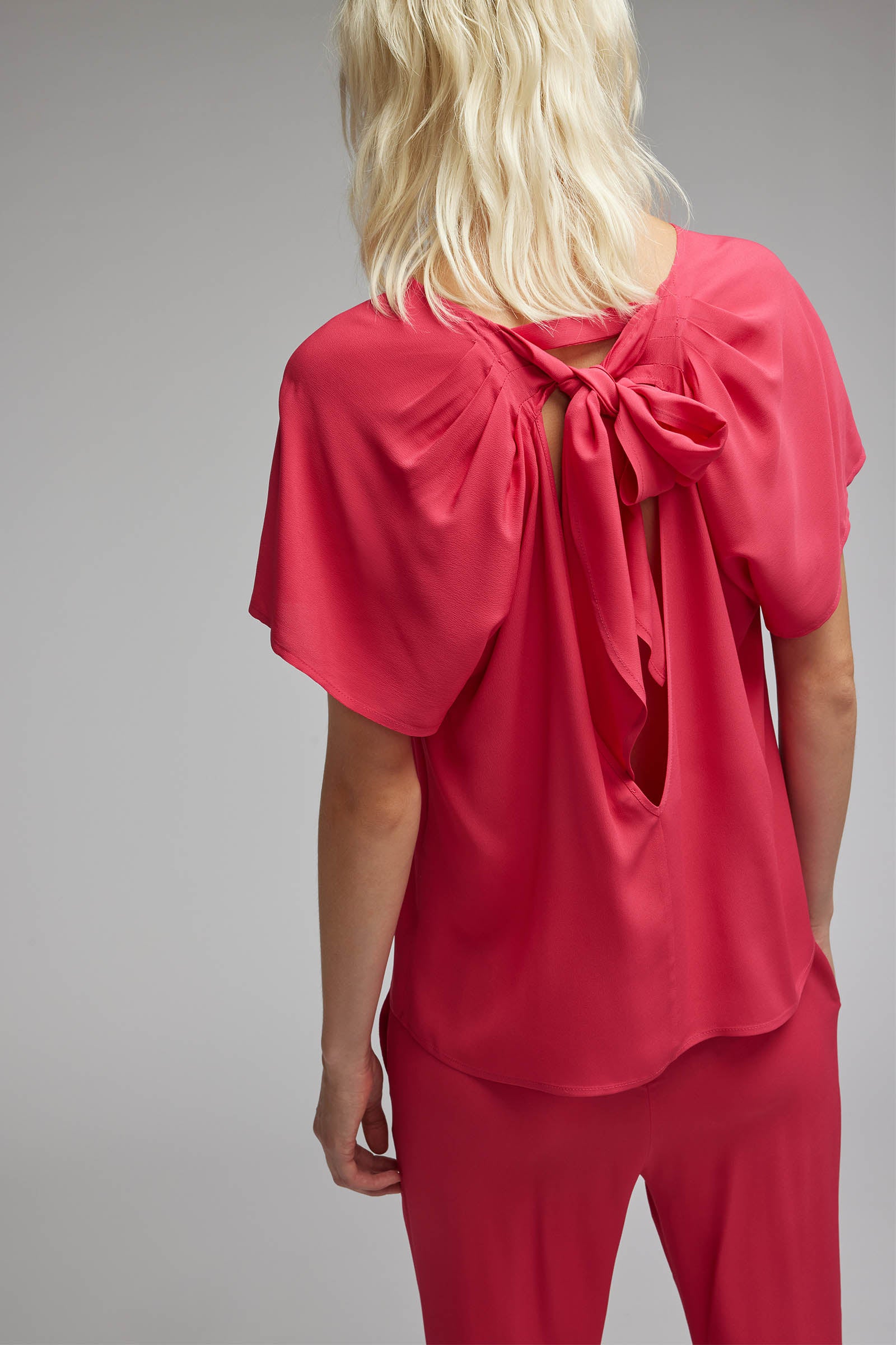 crepe de chine crew neck blouse