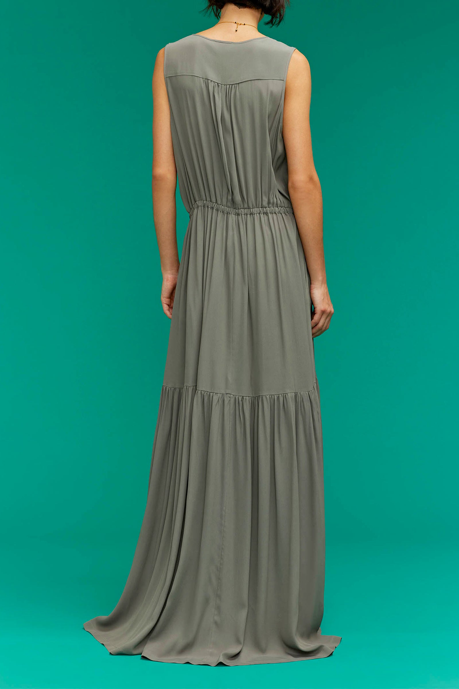 crepe de chine v-neck dress