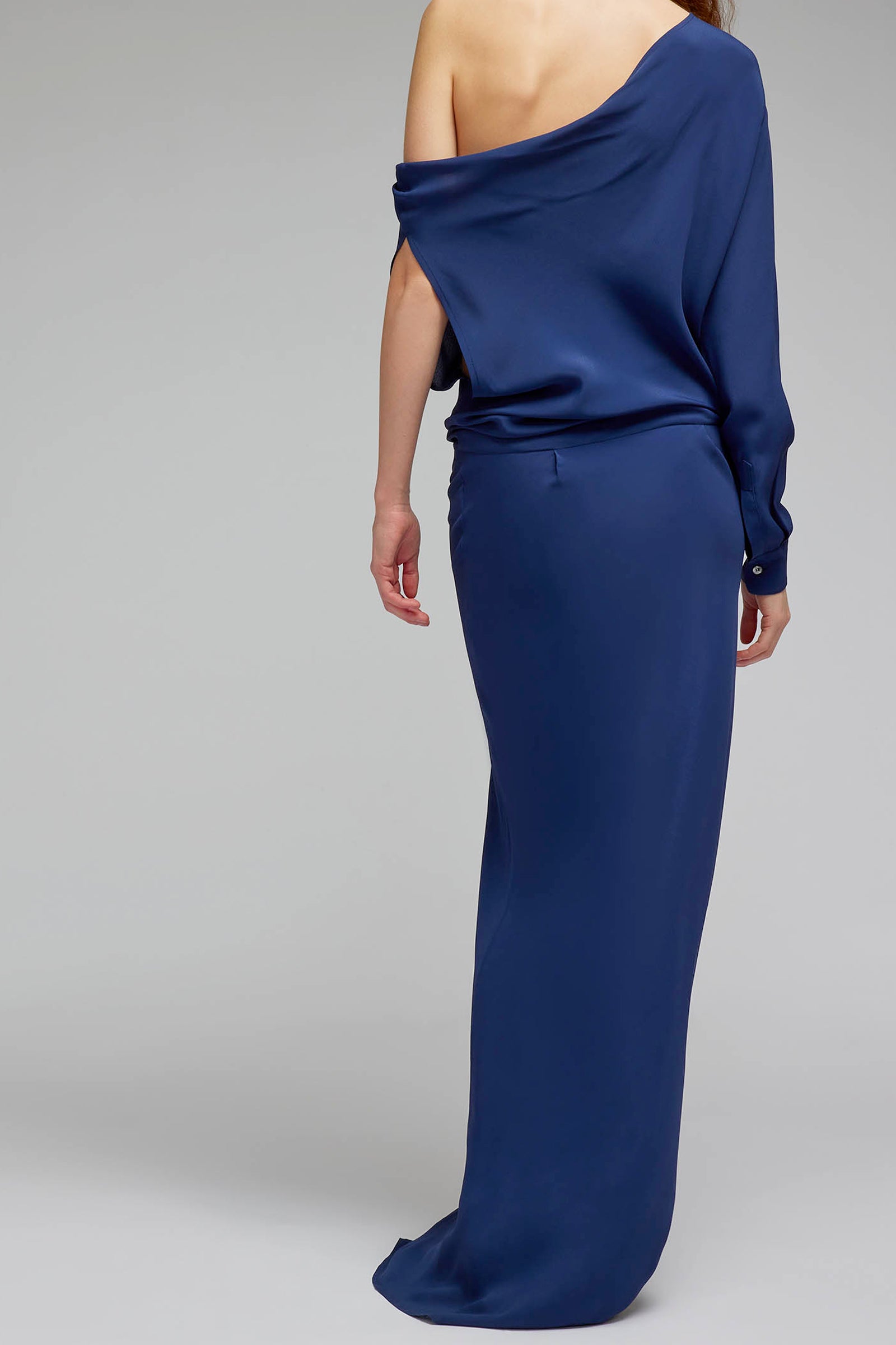 crepe de chine draped dress