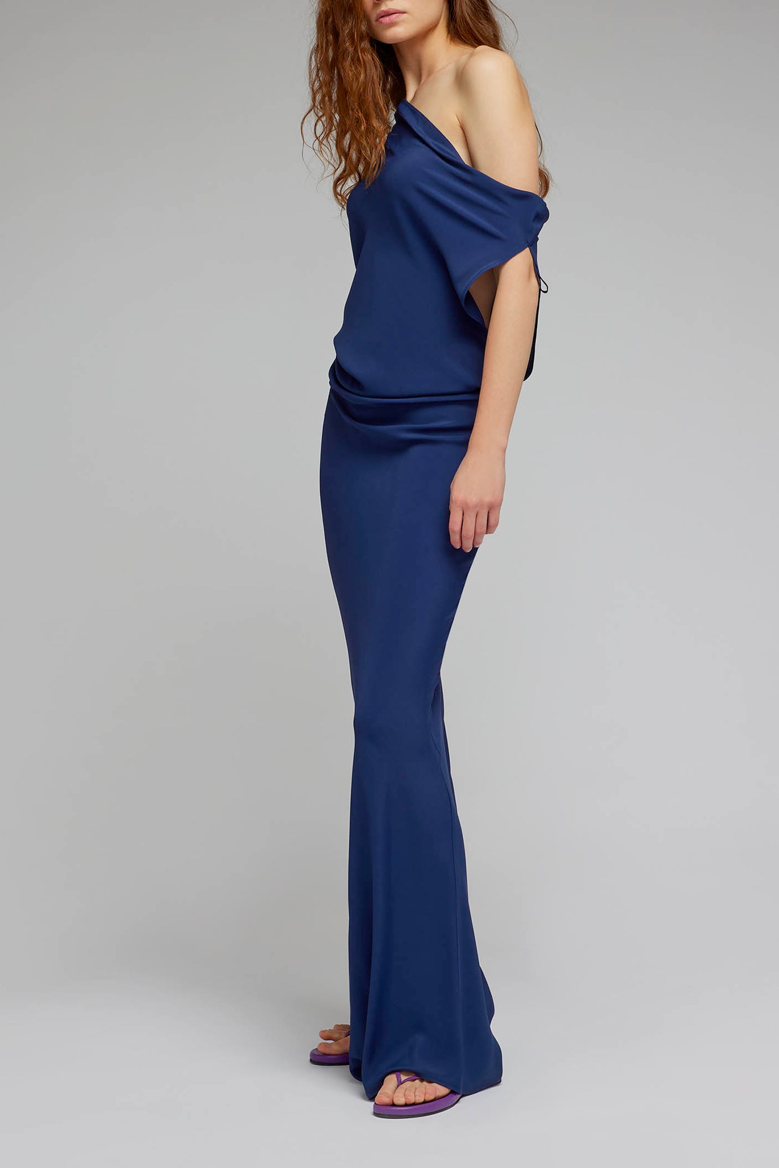 crepe de chine draped dress