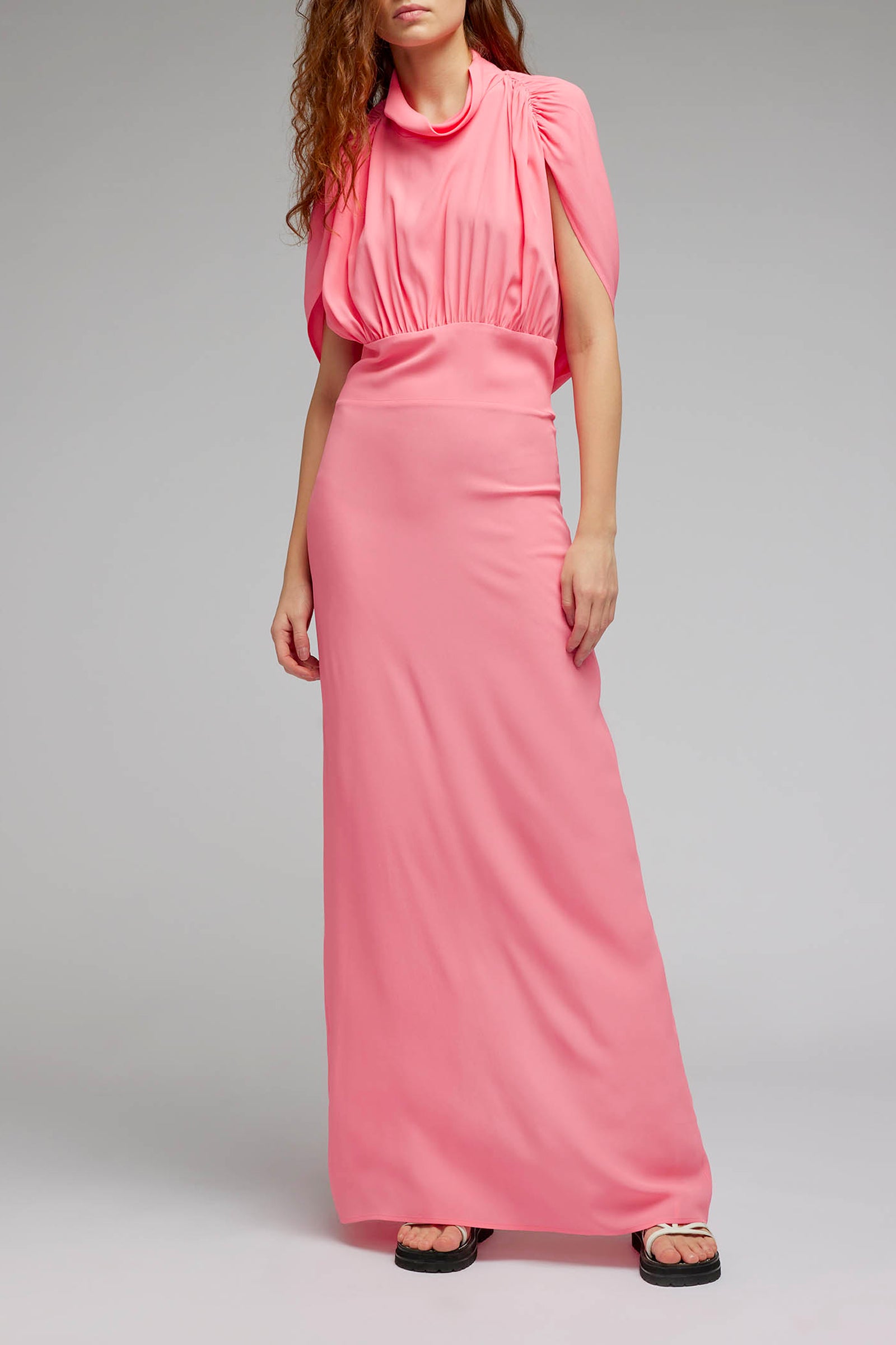 crepe de chine dress with back wrap
