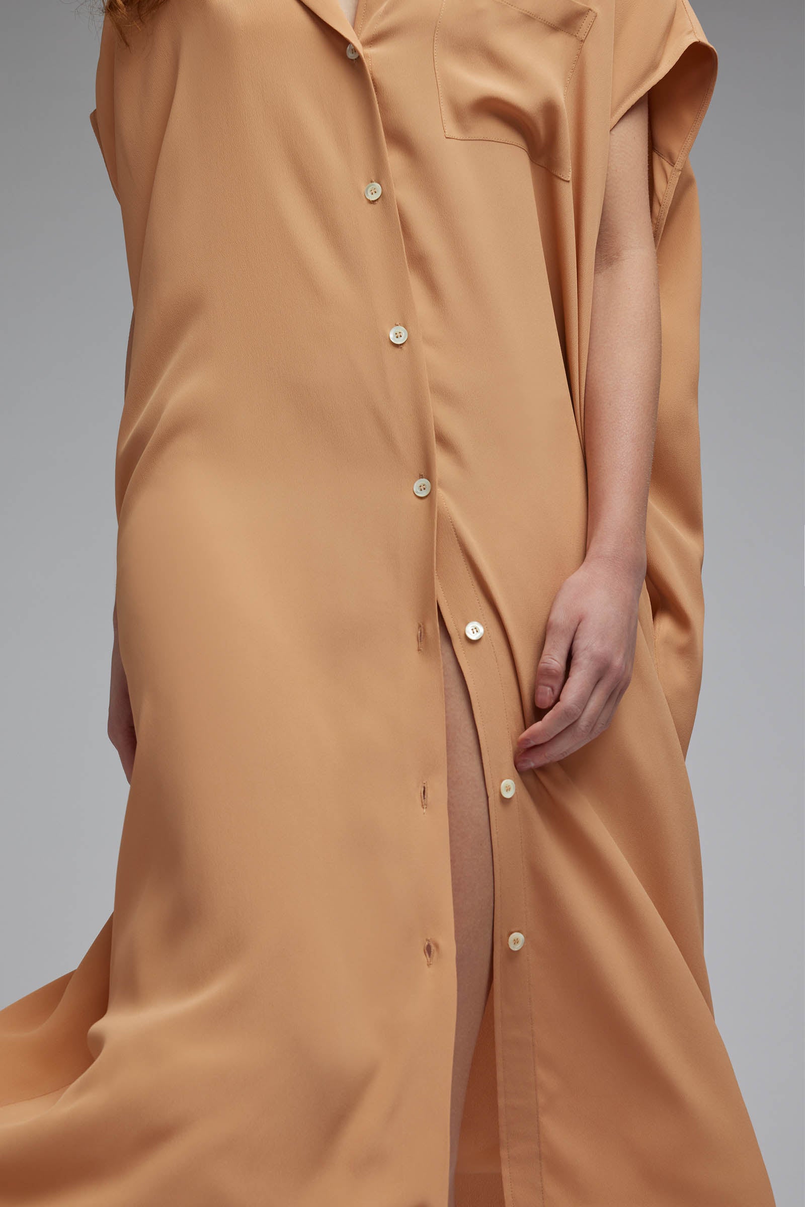 crepe de chine sleeveless shirt