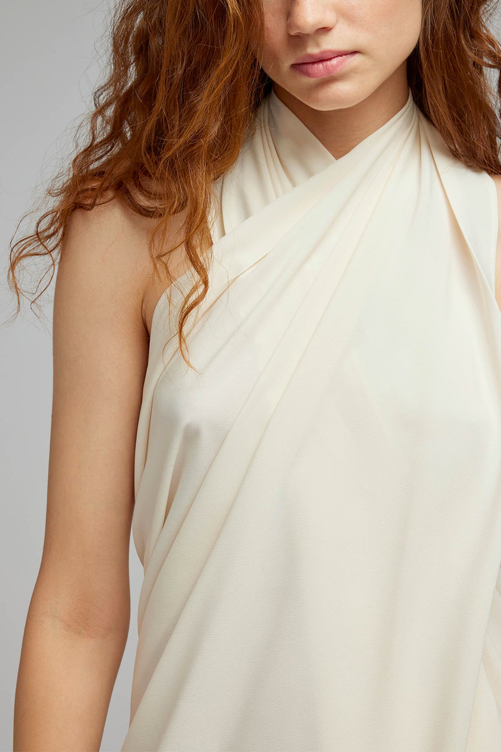 crepe de chine draped top