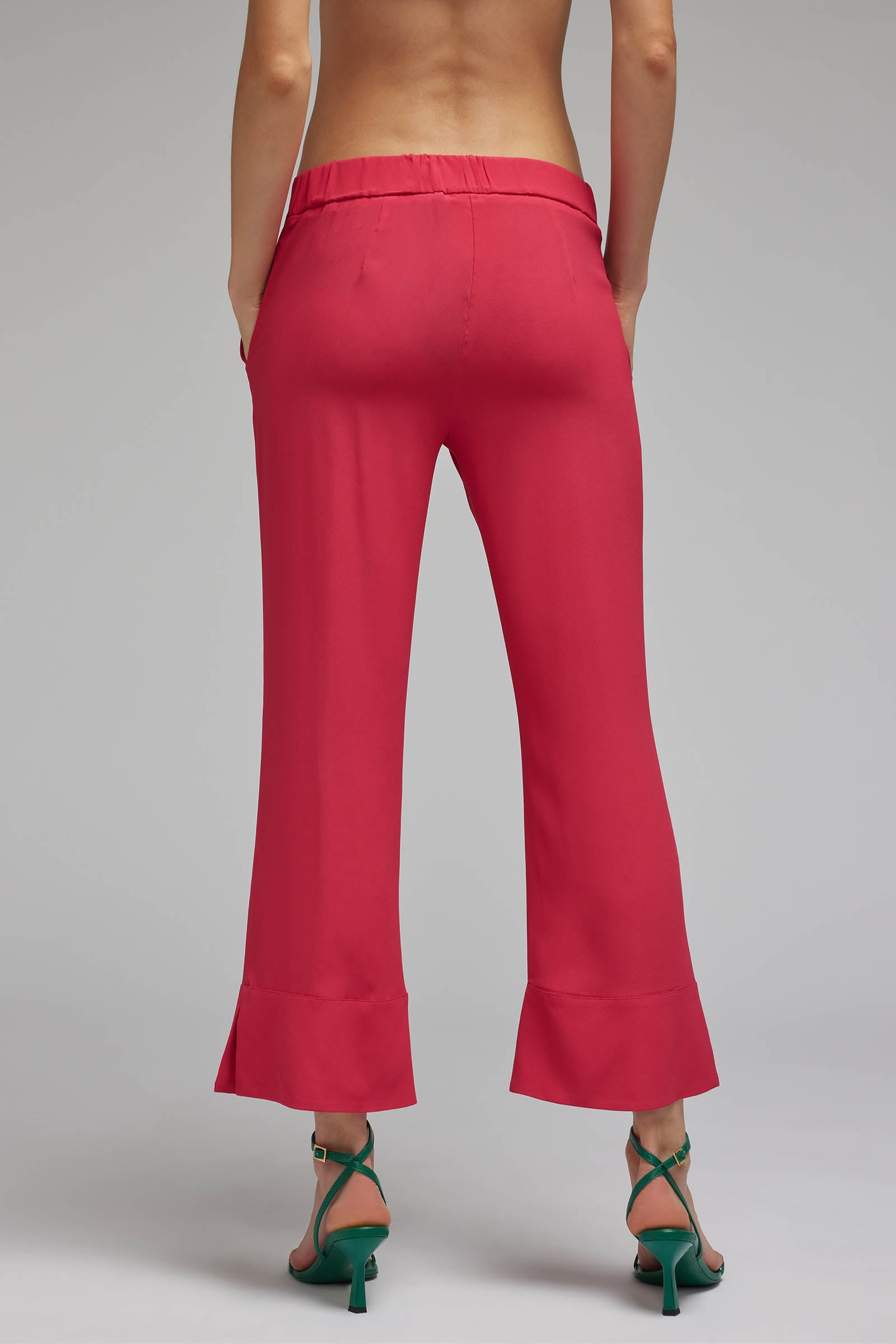 crepe de chine flared trousers