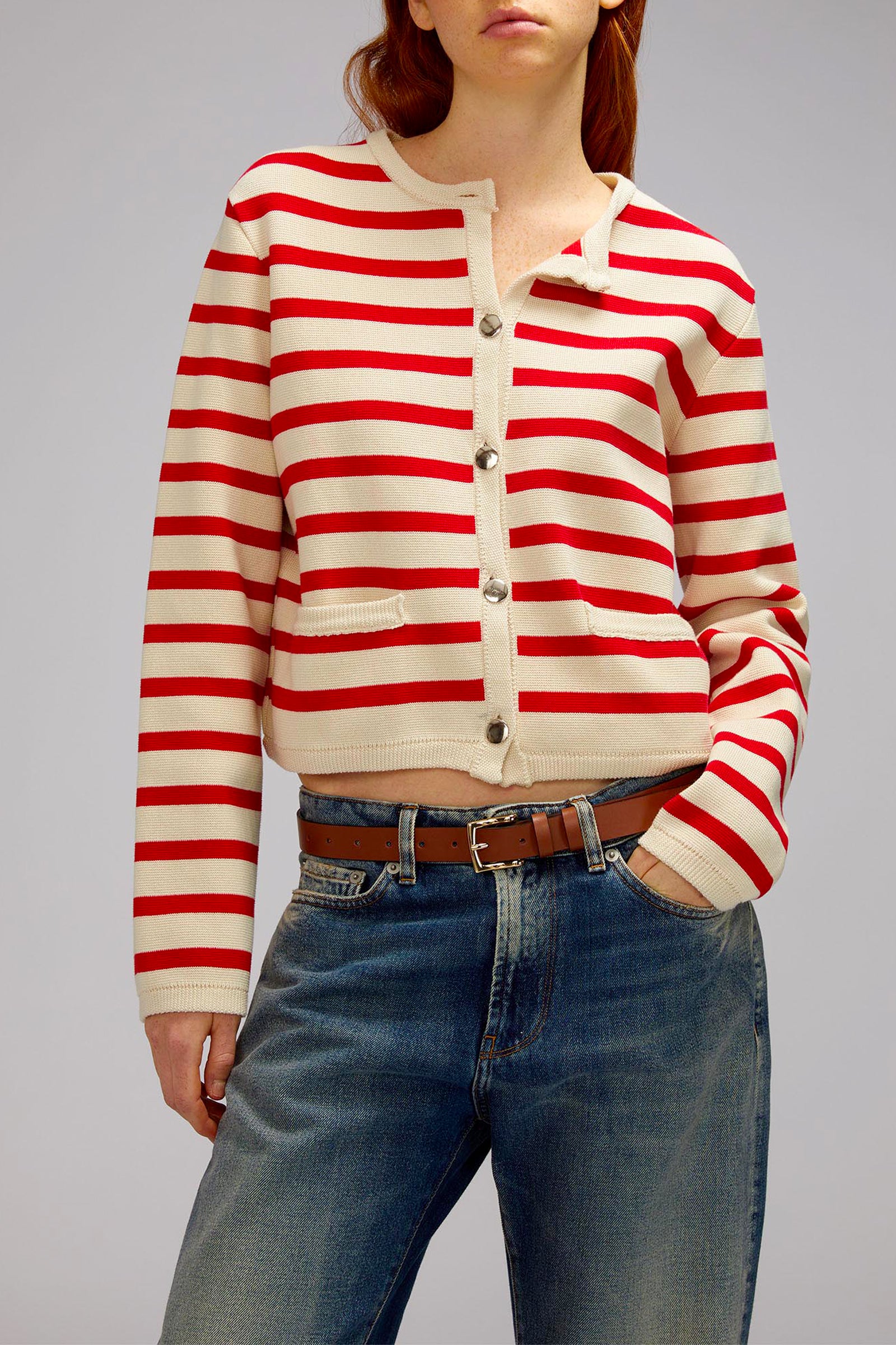 bicolor striped cardigan