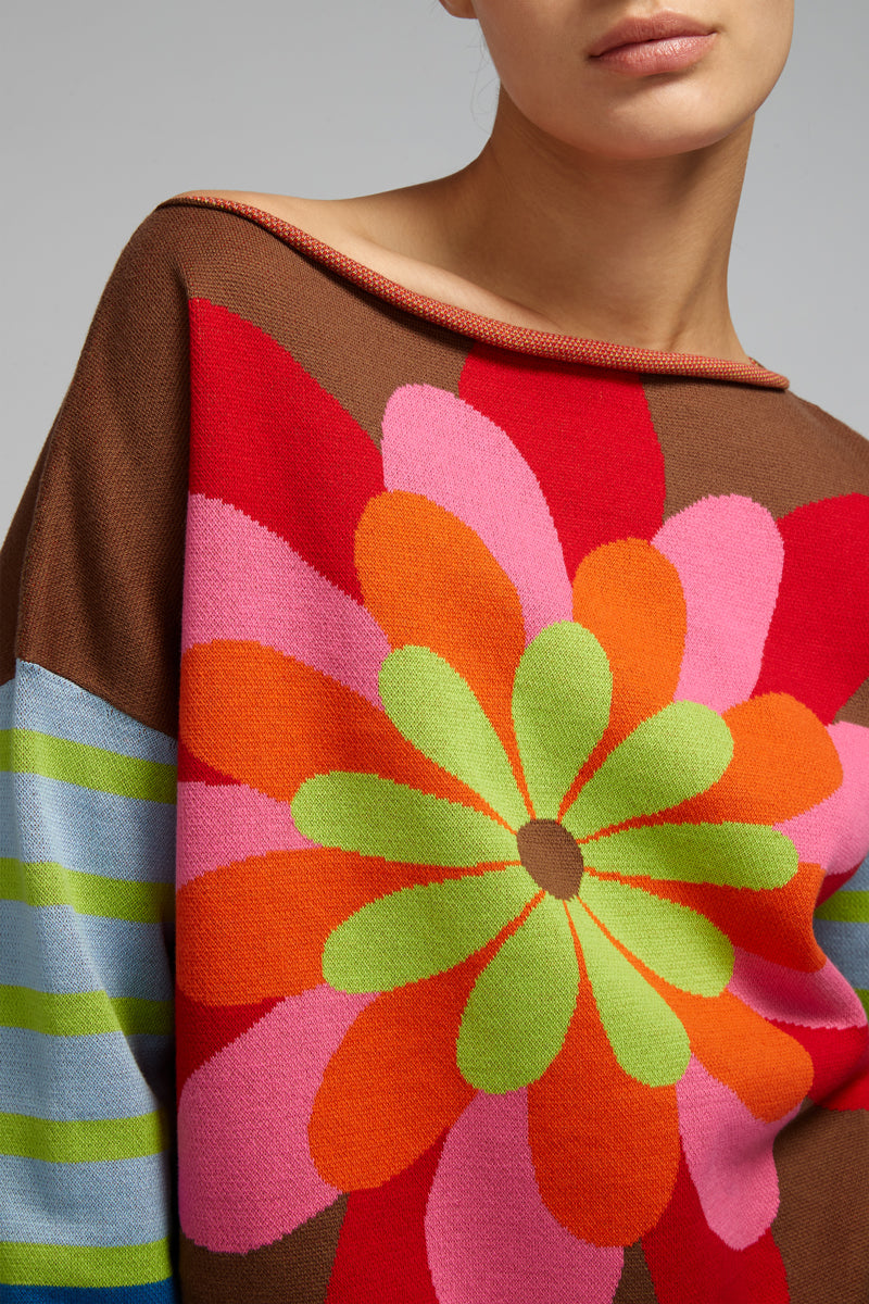 maglia jacquard fiore