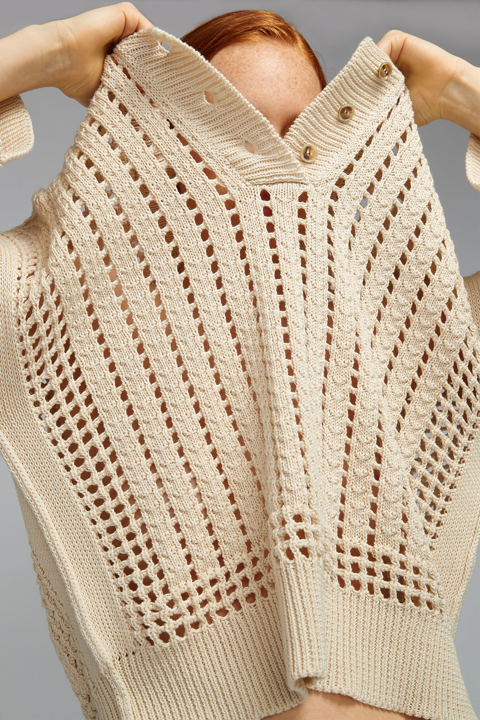 crochet stitch cotton knitted polo