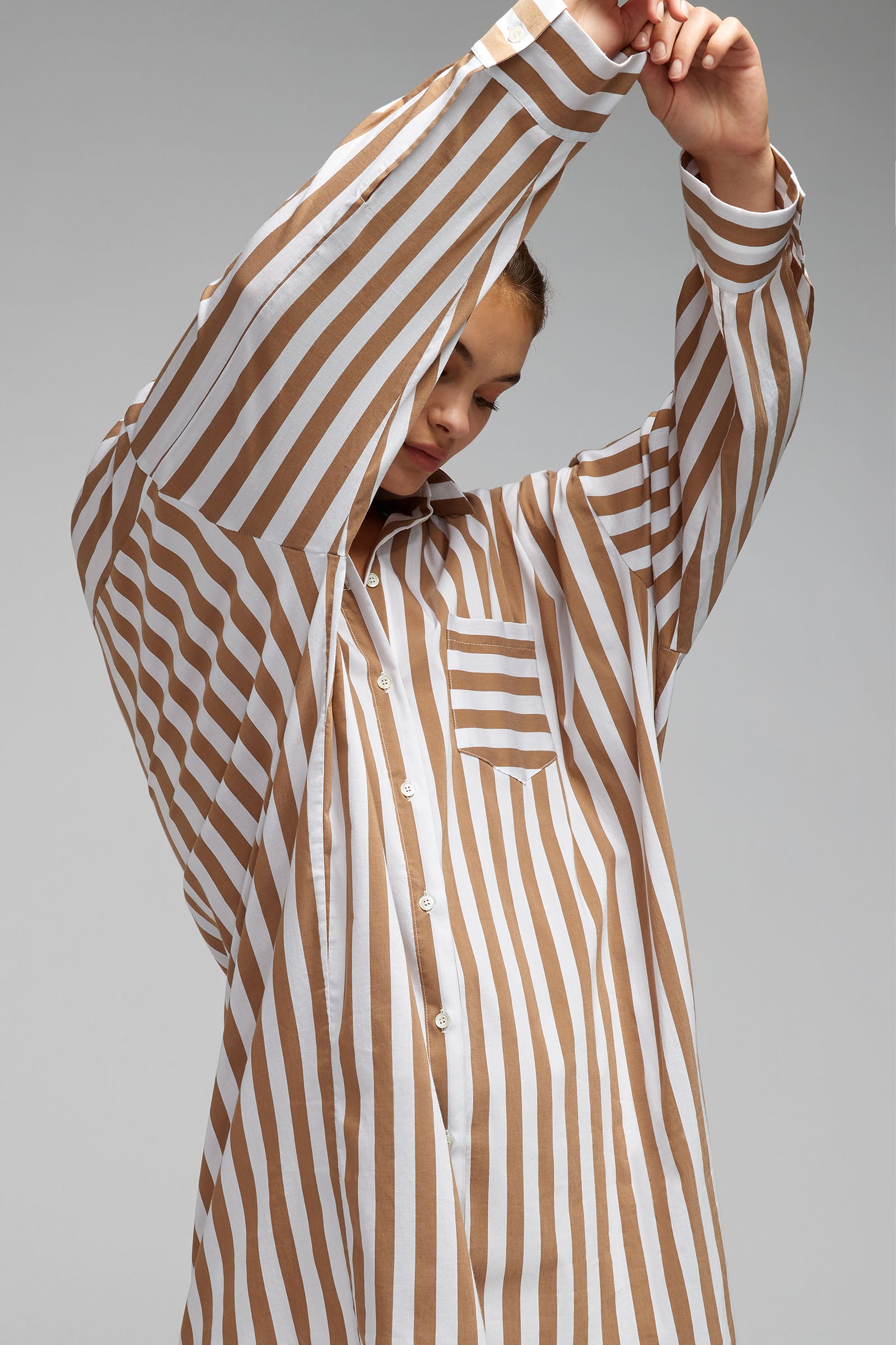 striped cotton long shirt