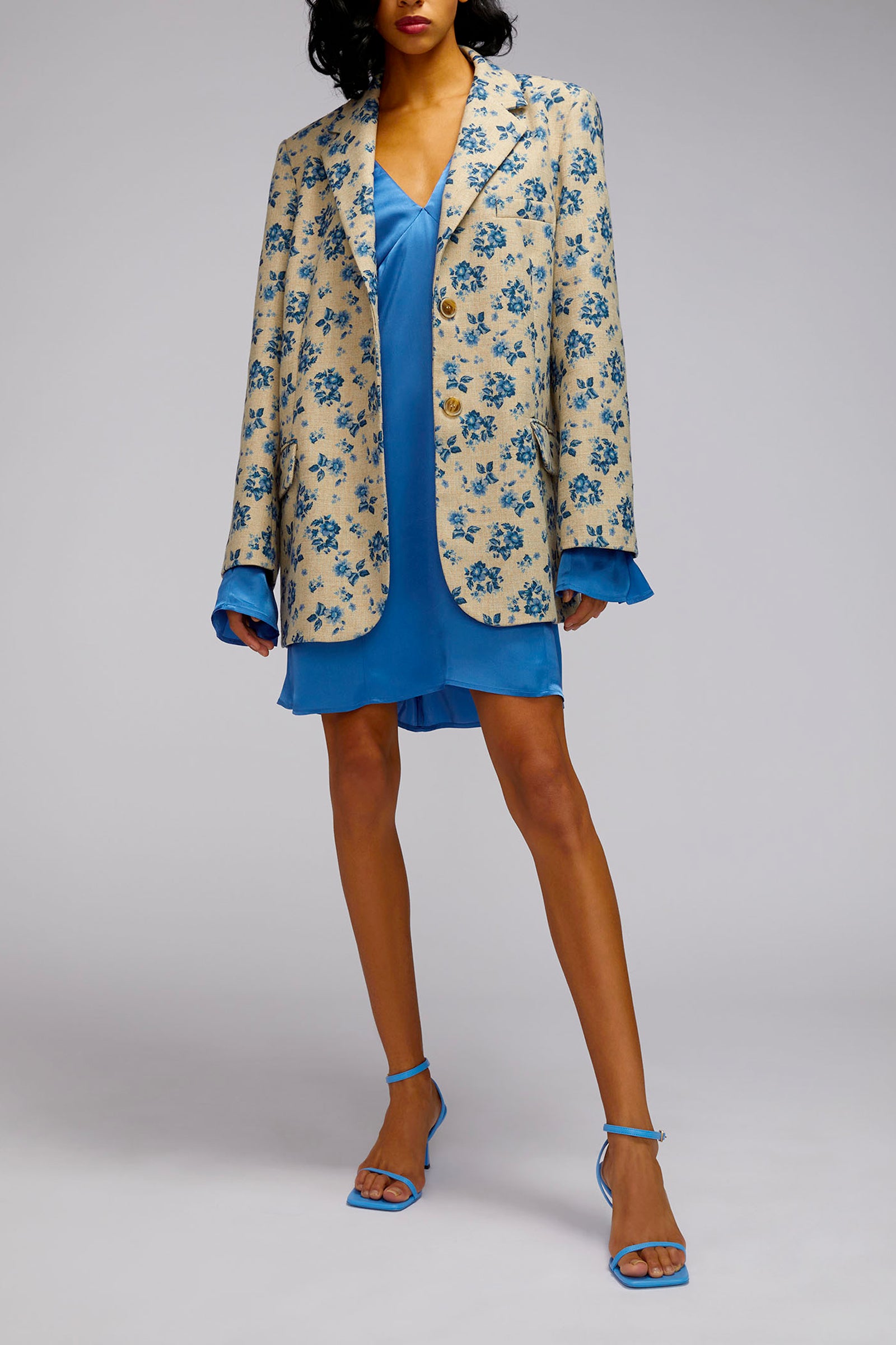 flower printed canvas oversize jacket