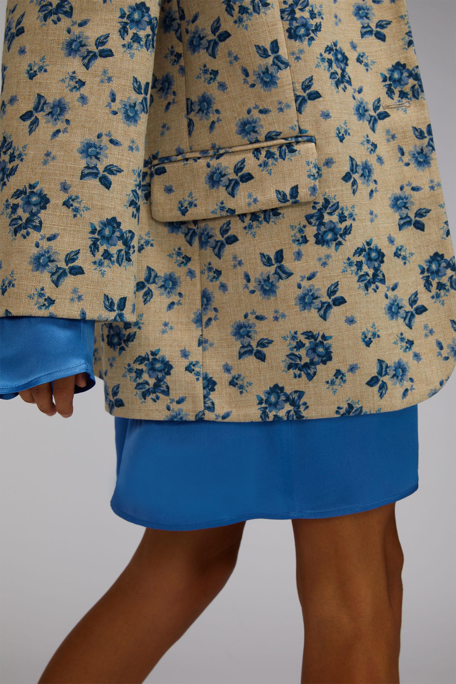 flower printed canvas oversize jacket