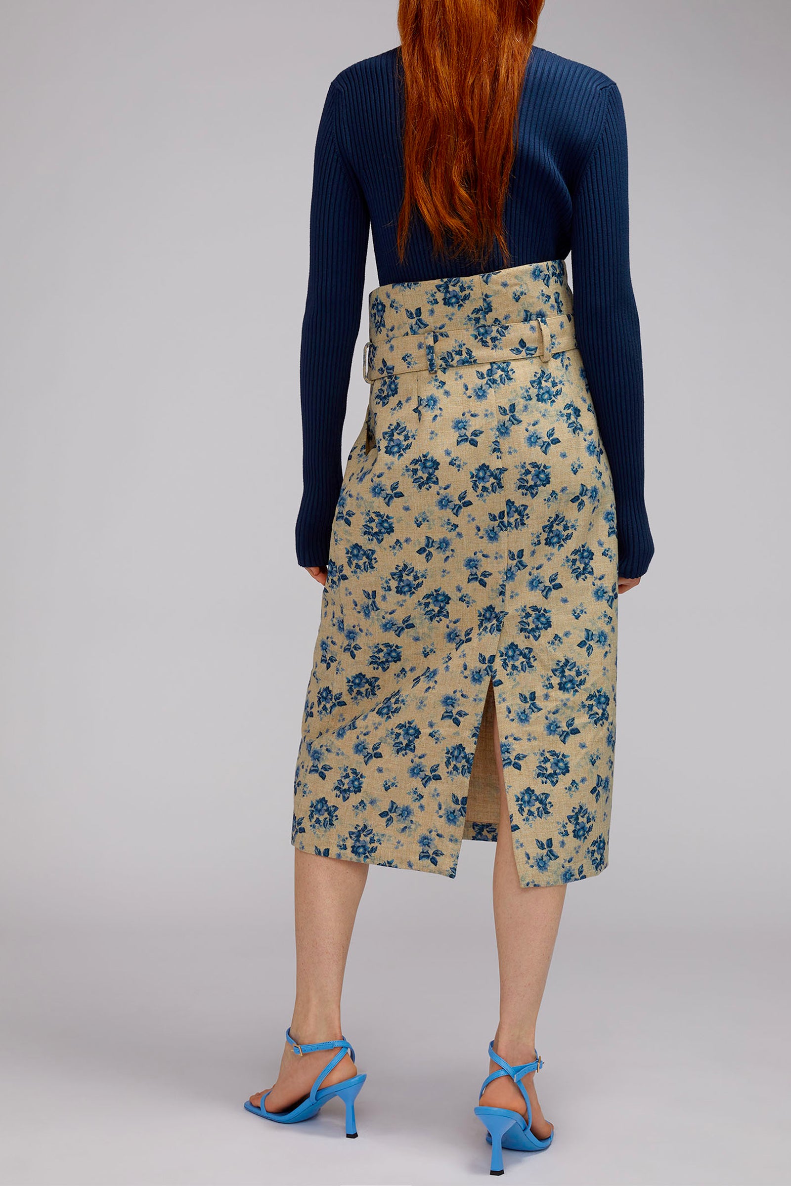 FLOWER PRINTED CANVAS SKIRT