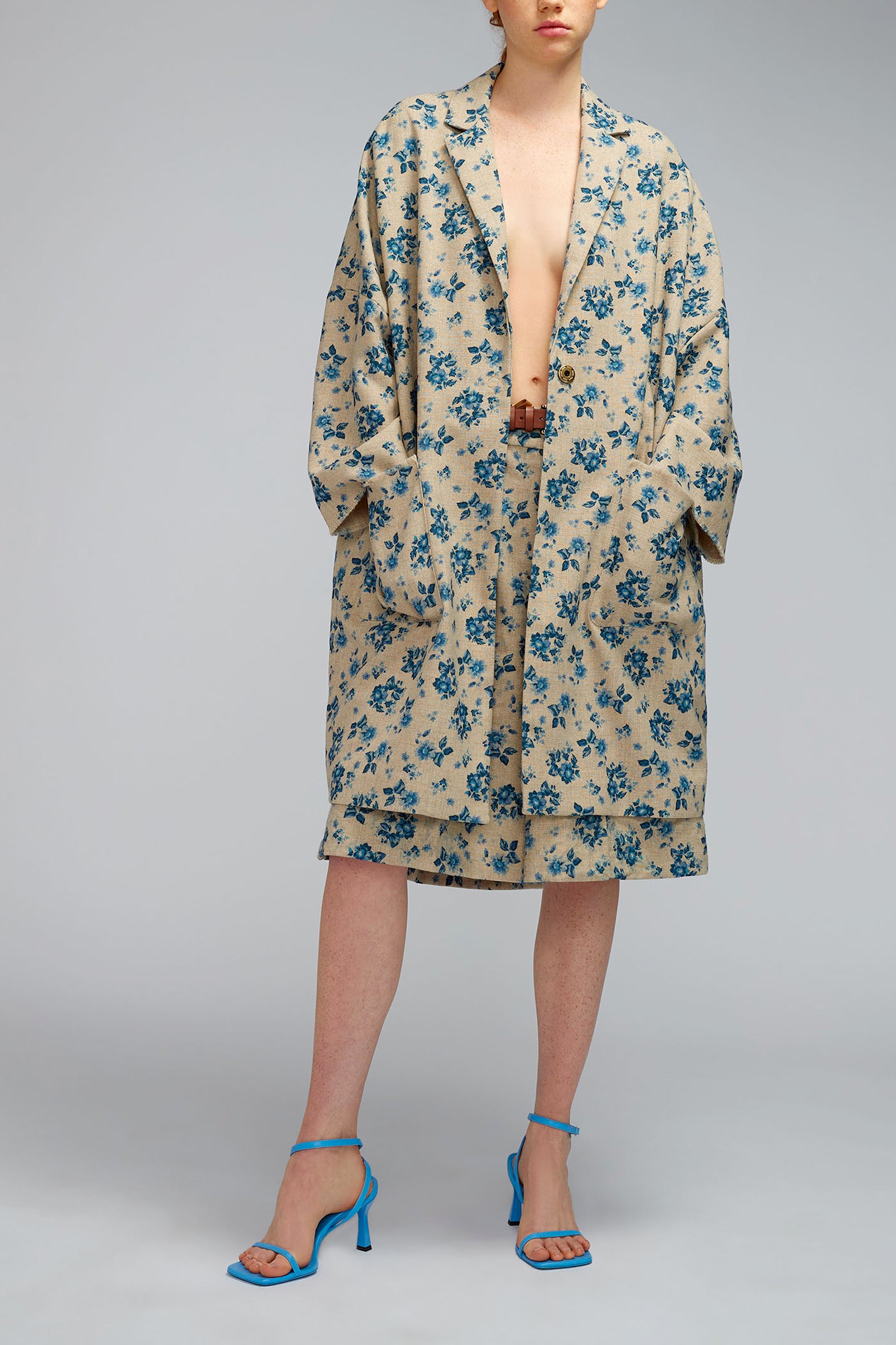 cappotto in tela stampata fiore