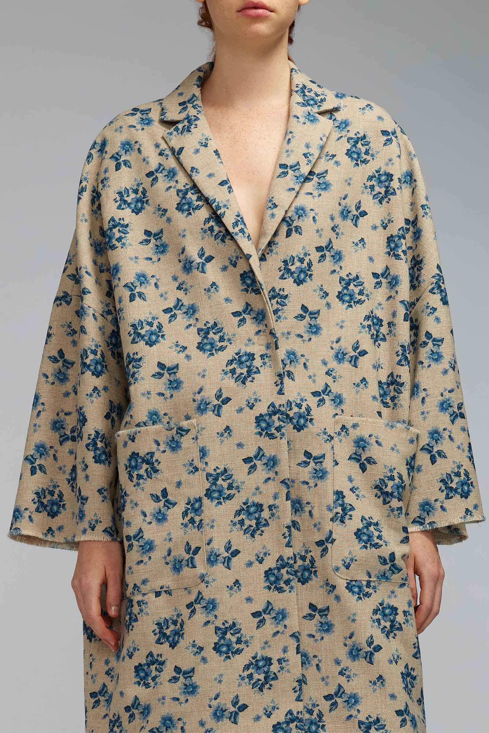 cappotto in tela stampata fiore