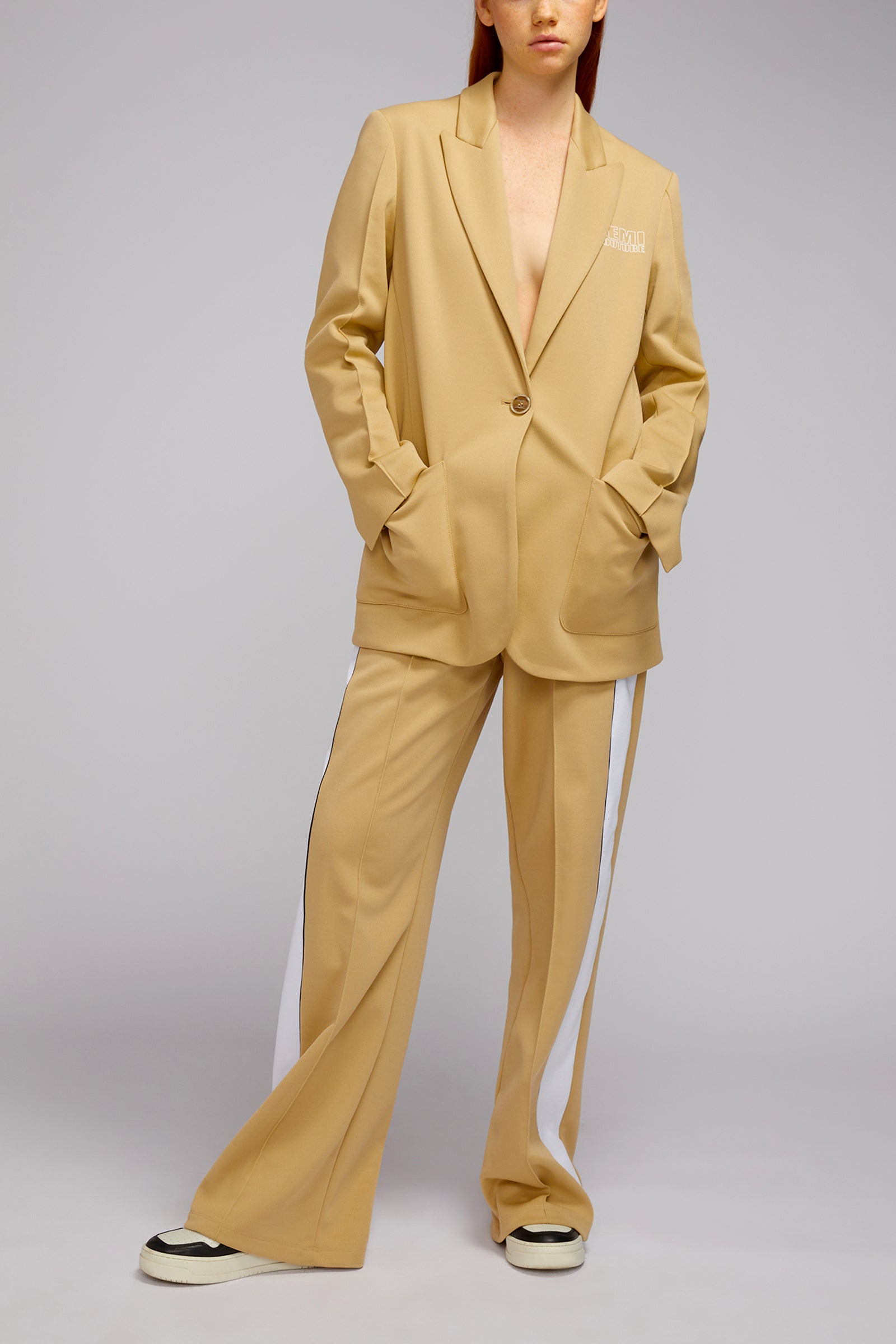 technical fleece high-waisted trousers