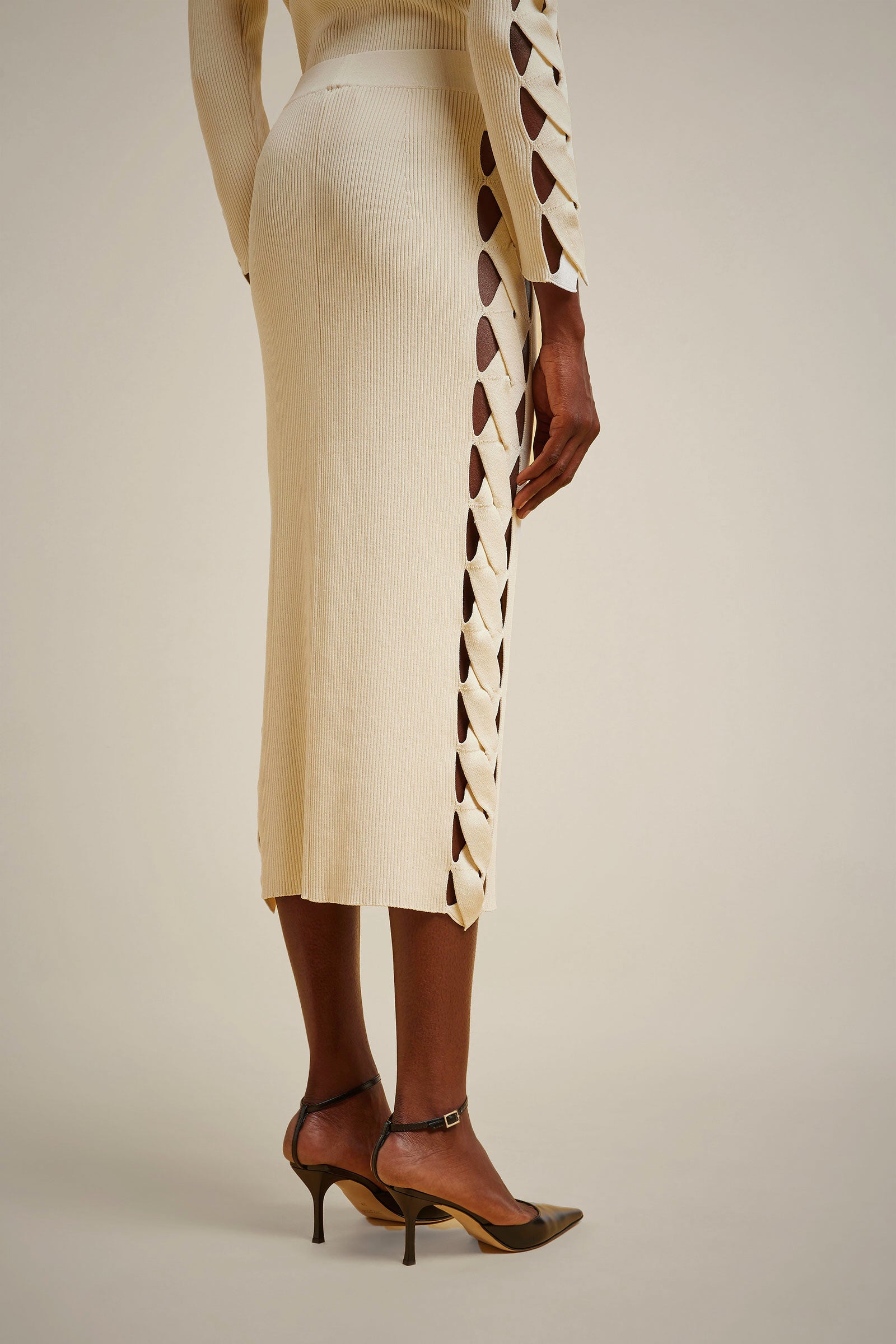 SKIRT WITH WOVEN SIDE BANDS