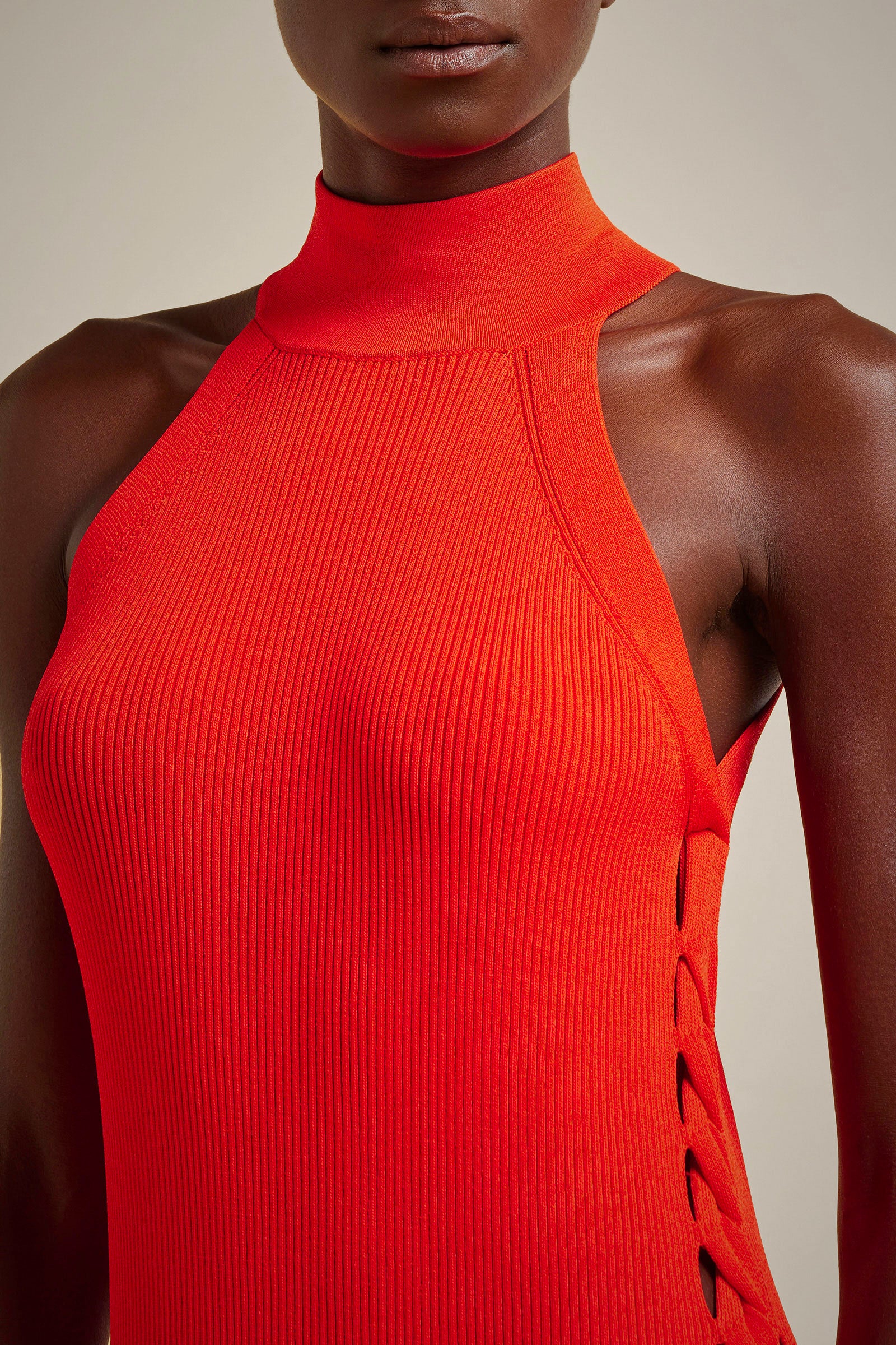 DRESS WITH WOVEN SIDE BANDS