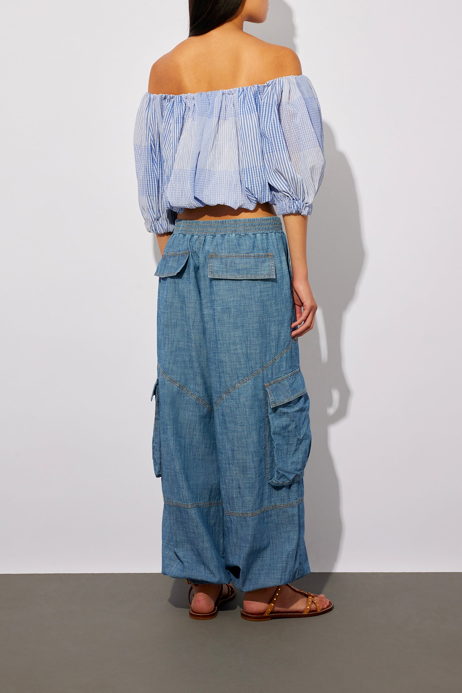 BLUSA IN MUSSOLA MILLE RIGHE